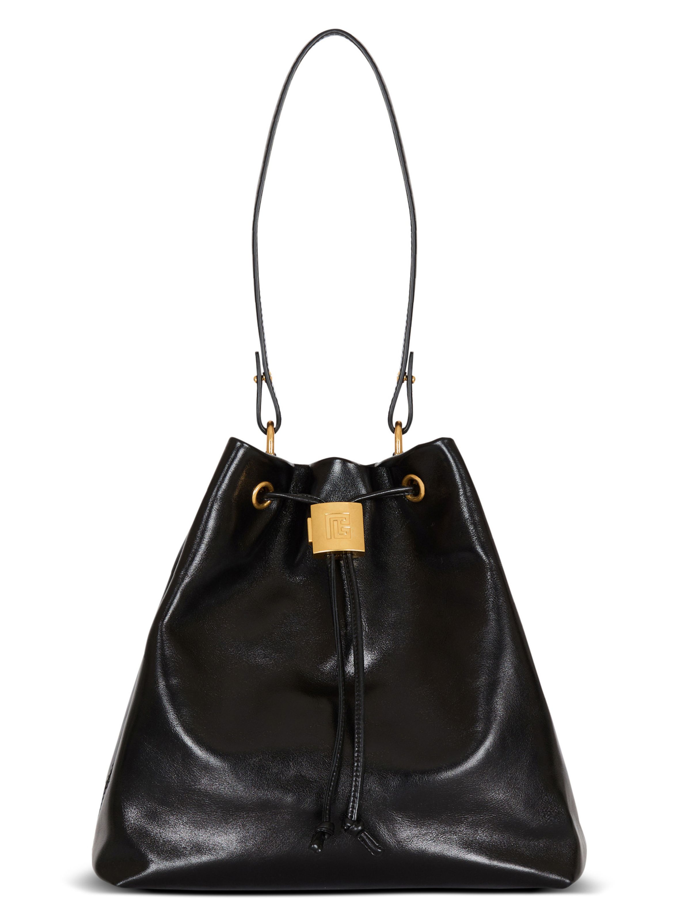 Sac à dos pulse en cuir de veau BALMAIN Noir