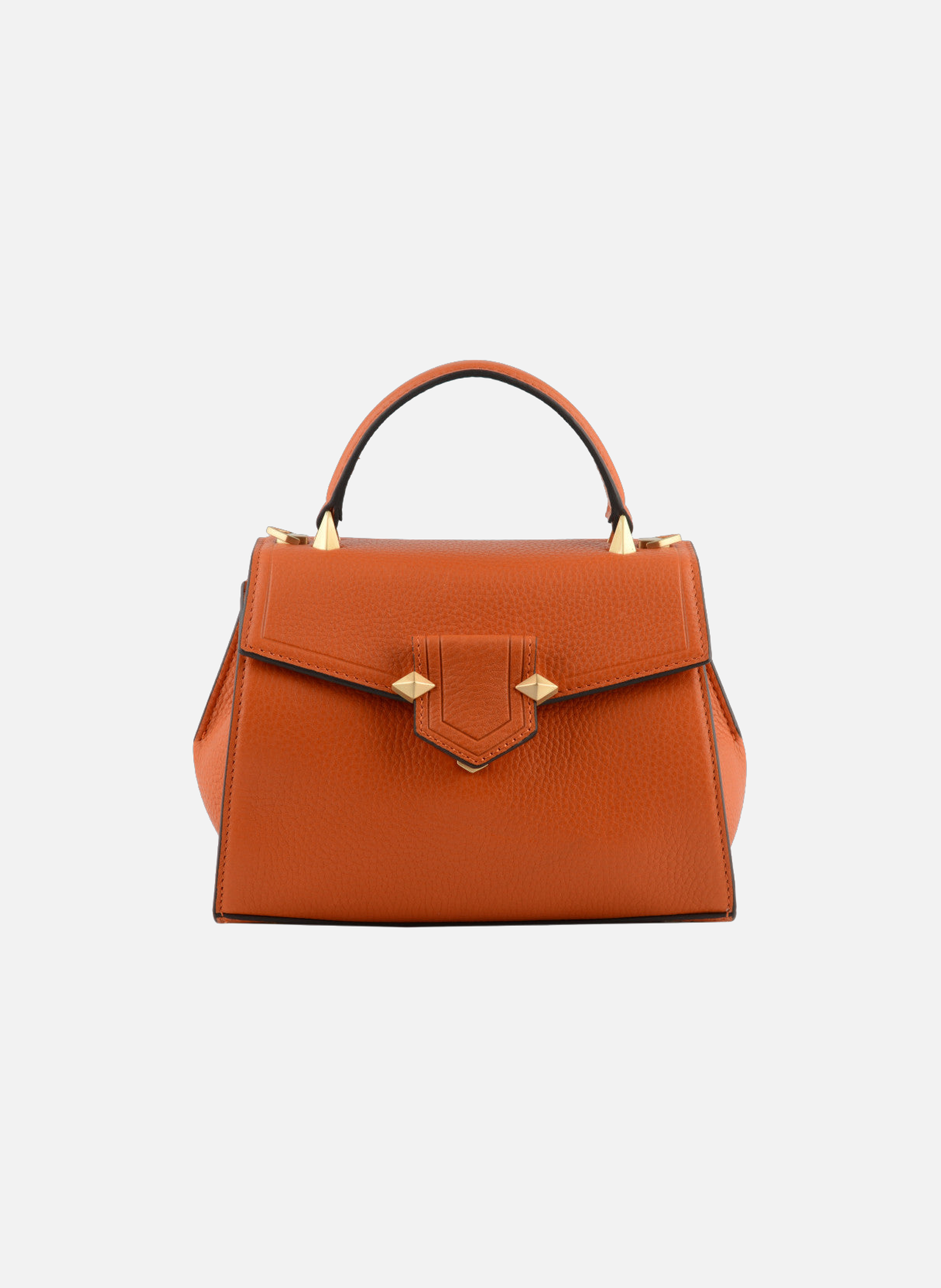 Sèvres | sac à main pm en cuir de veau grainé POURCHET Orange