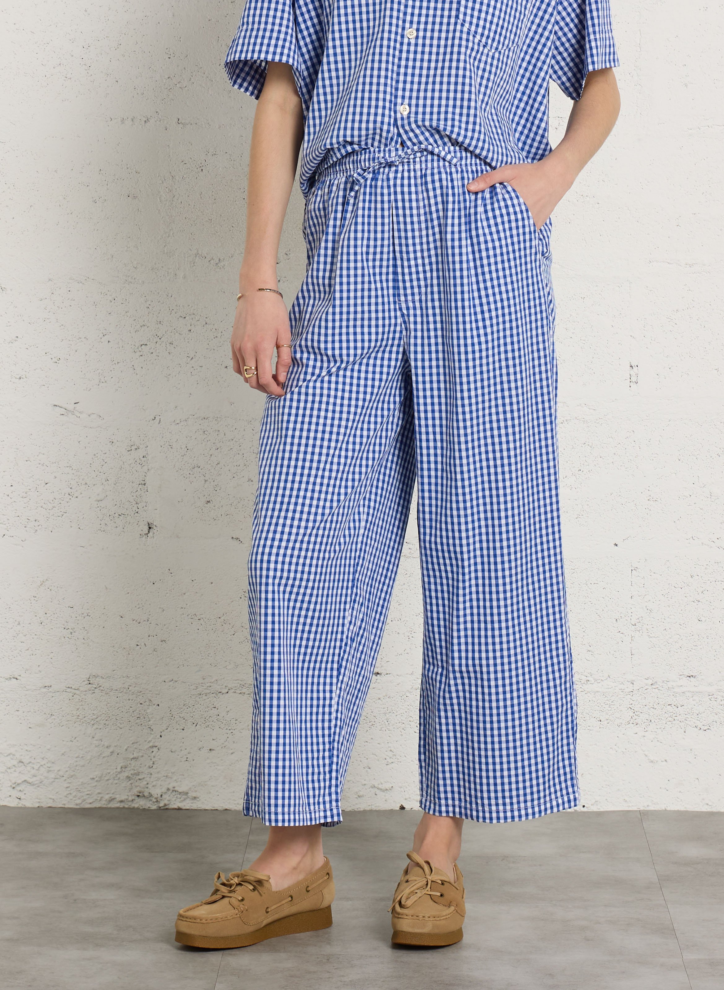 Pantalon large en coton imprimé ekirow AMERICAN VINTAGE Bleu