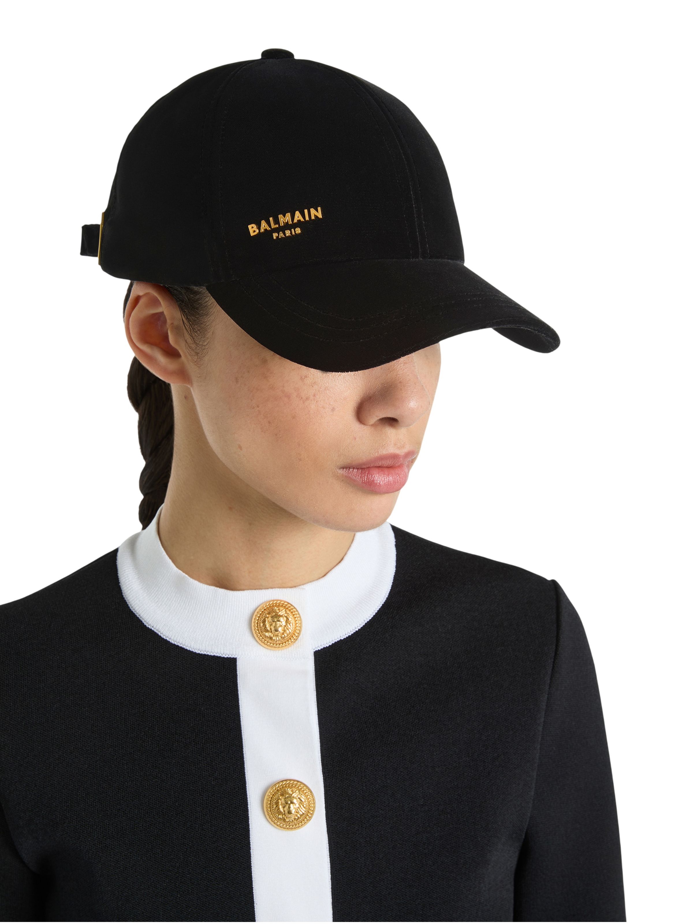 Casquette balmain paris en velours BALMAIN Noir
