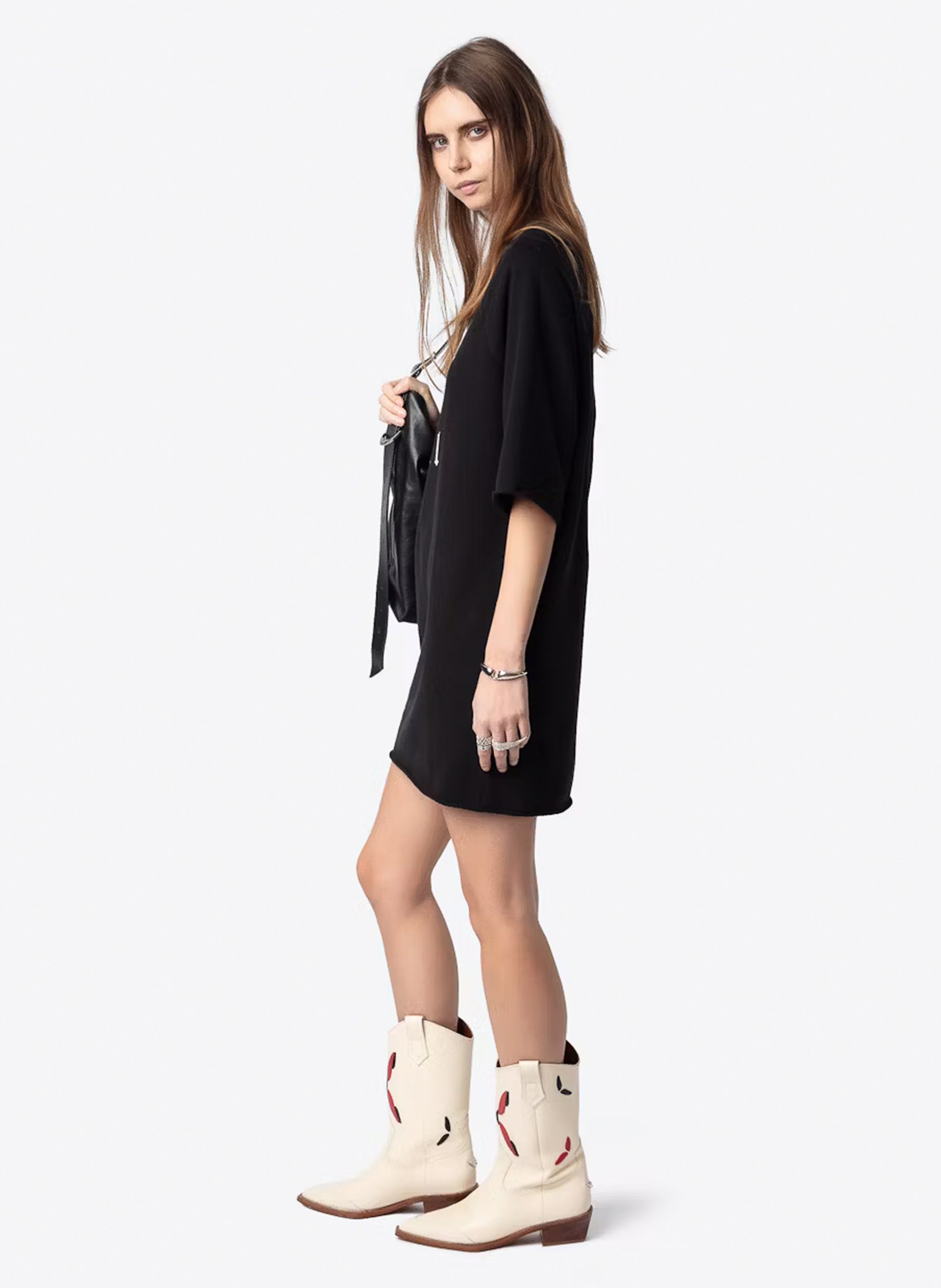Robe courte tee-shirt à inscription grace ZADIG&VOLTAIRE Noir