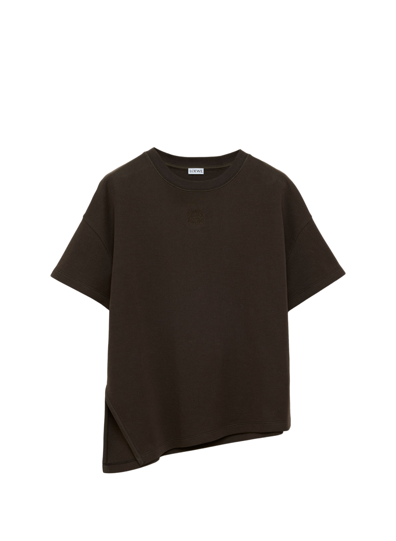 Asymmetric blended cotton T-shirt LOEWE Brown