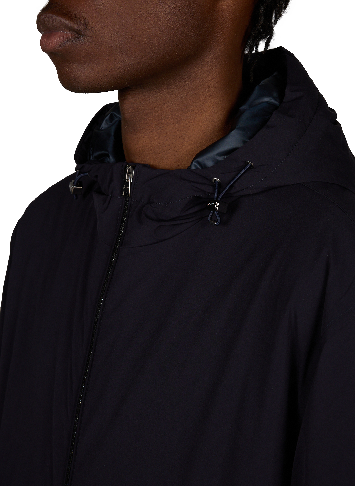 Mittellanger Parka mit Reißverschlusskapuze HERNO Blau