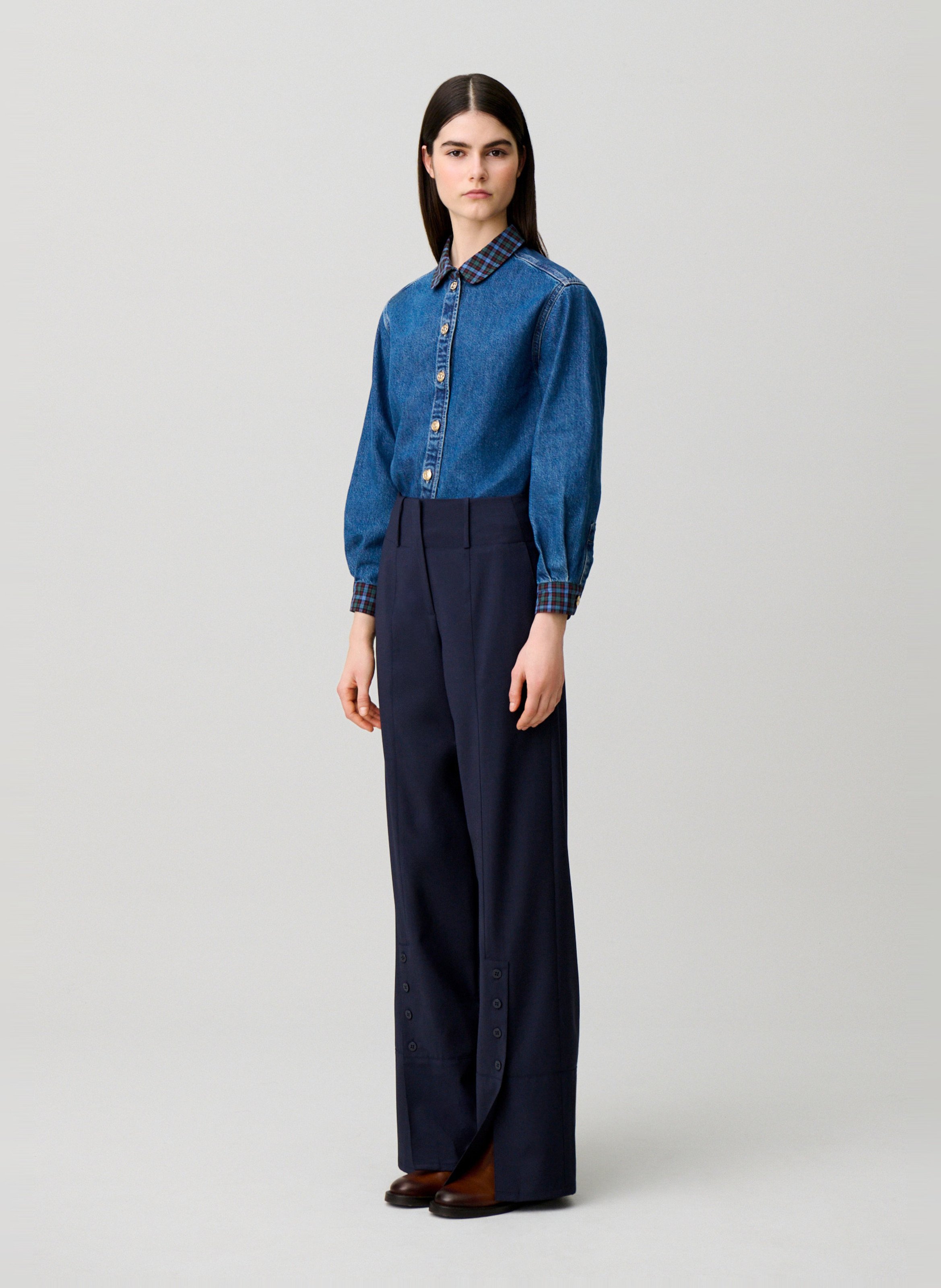 Pantalon large taille haute CLAUDIE PIERLOT Bleu