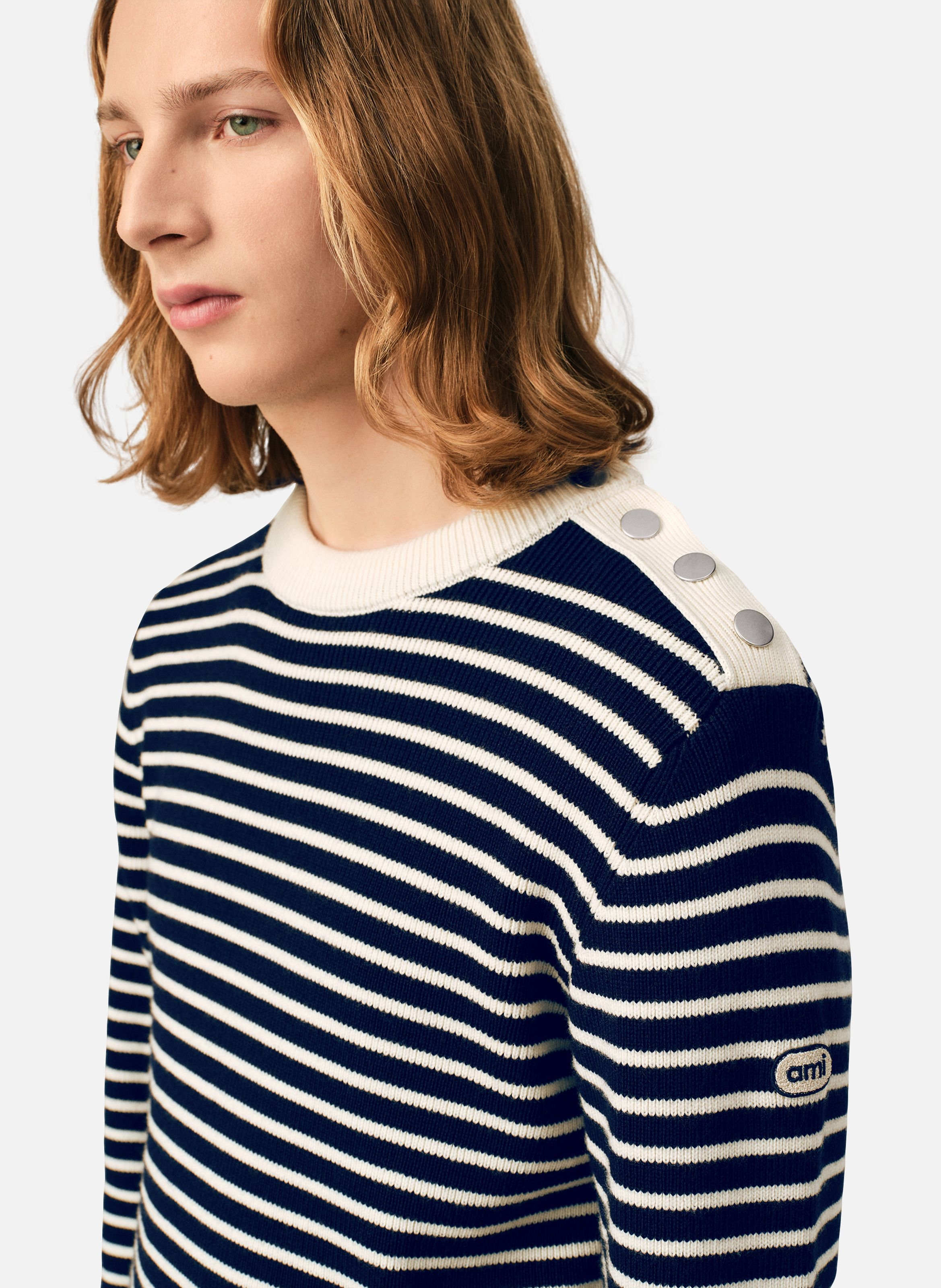 Pull marinière unisexe en laine AMI PARIS Multicolore