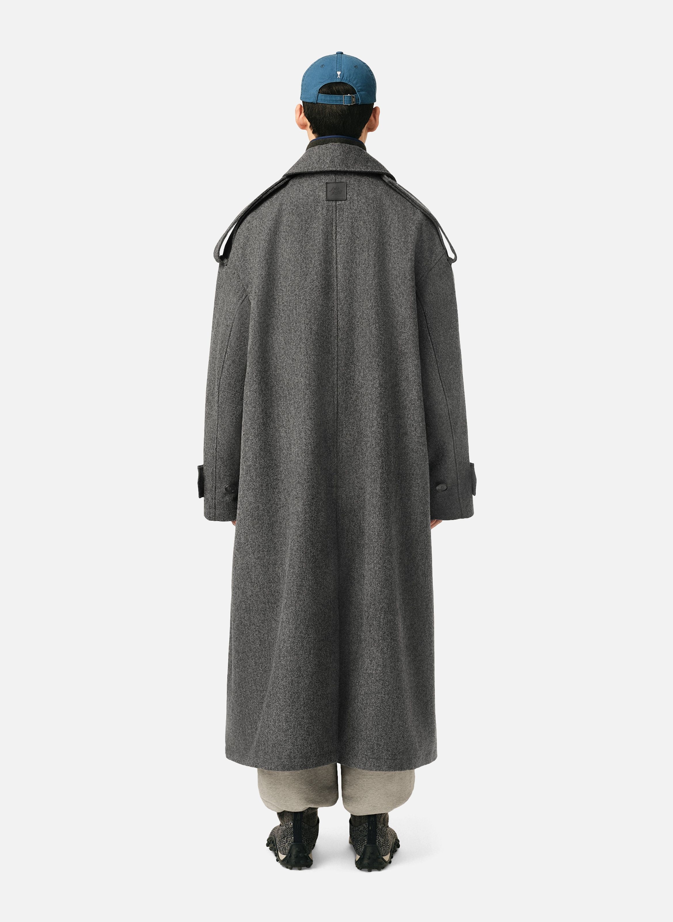 Trench coat unisexe en laine AMI PARIS Gris