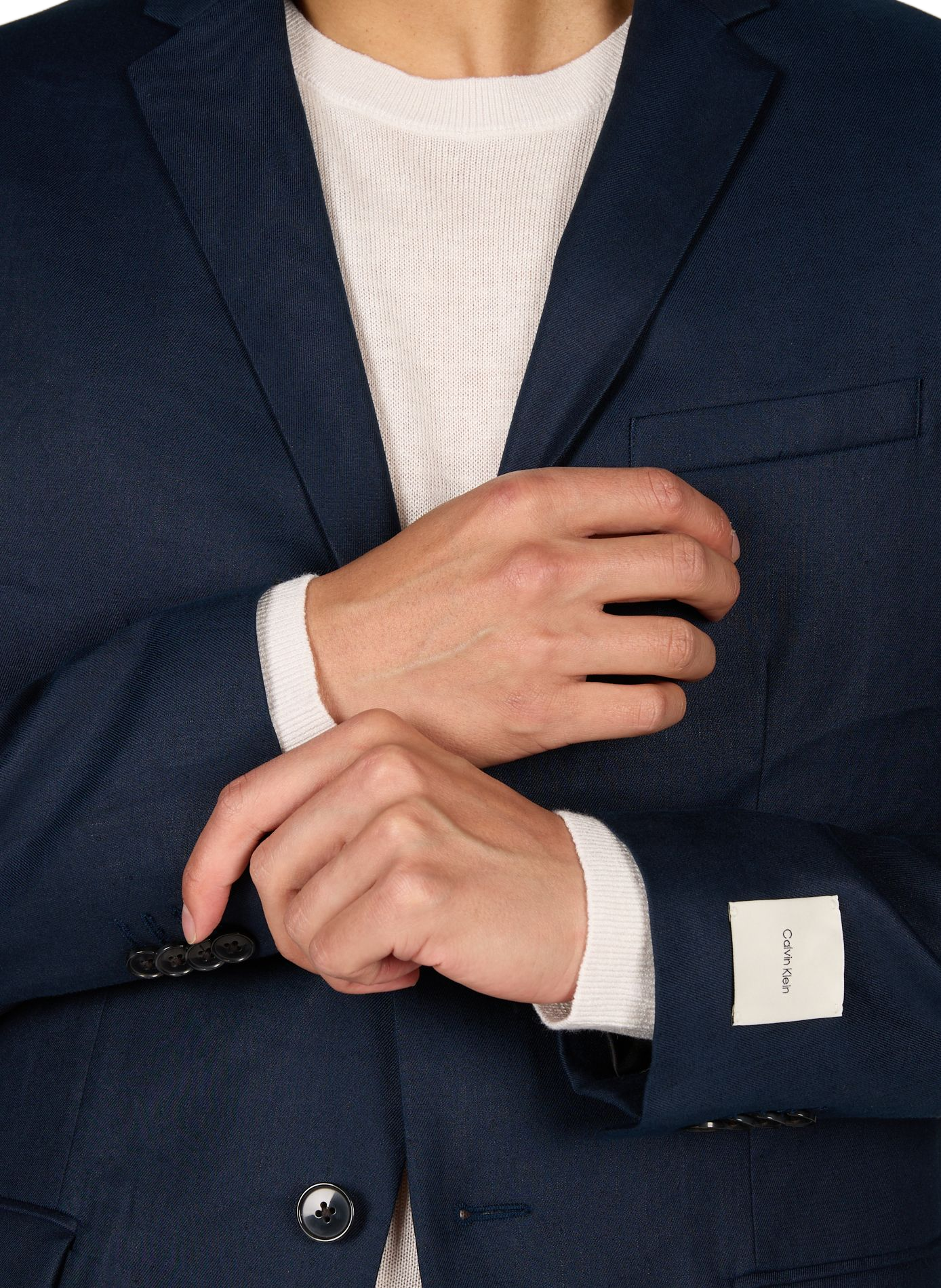 Slim-fit linen blend blazer CALVIN KLEIN Blue