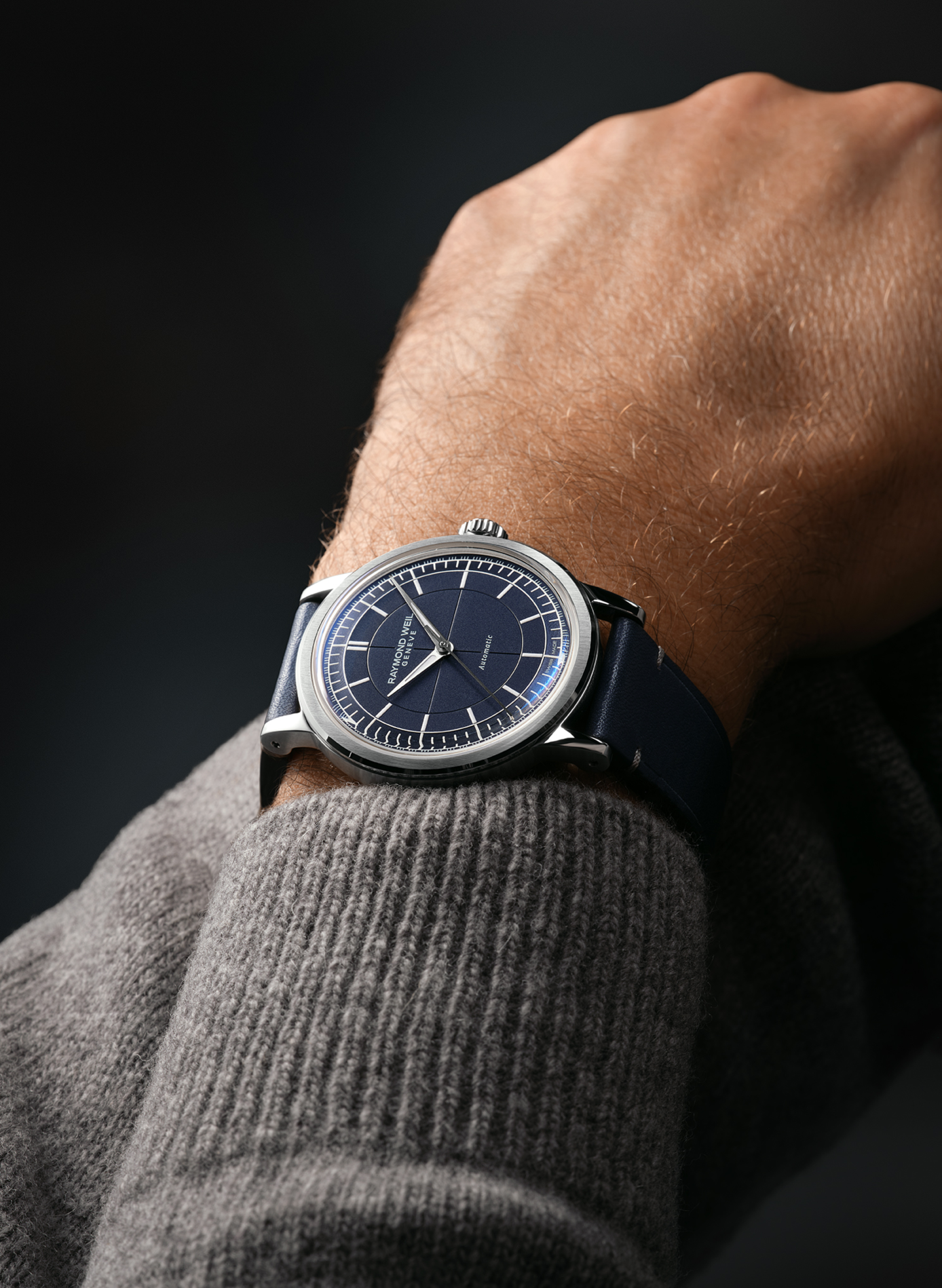 Montre automatique Millesime Central Seconds en cuir RAYMOND WEIL Bleu
