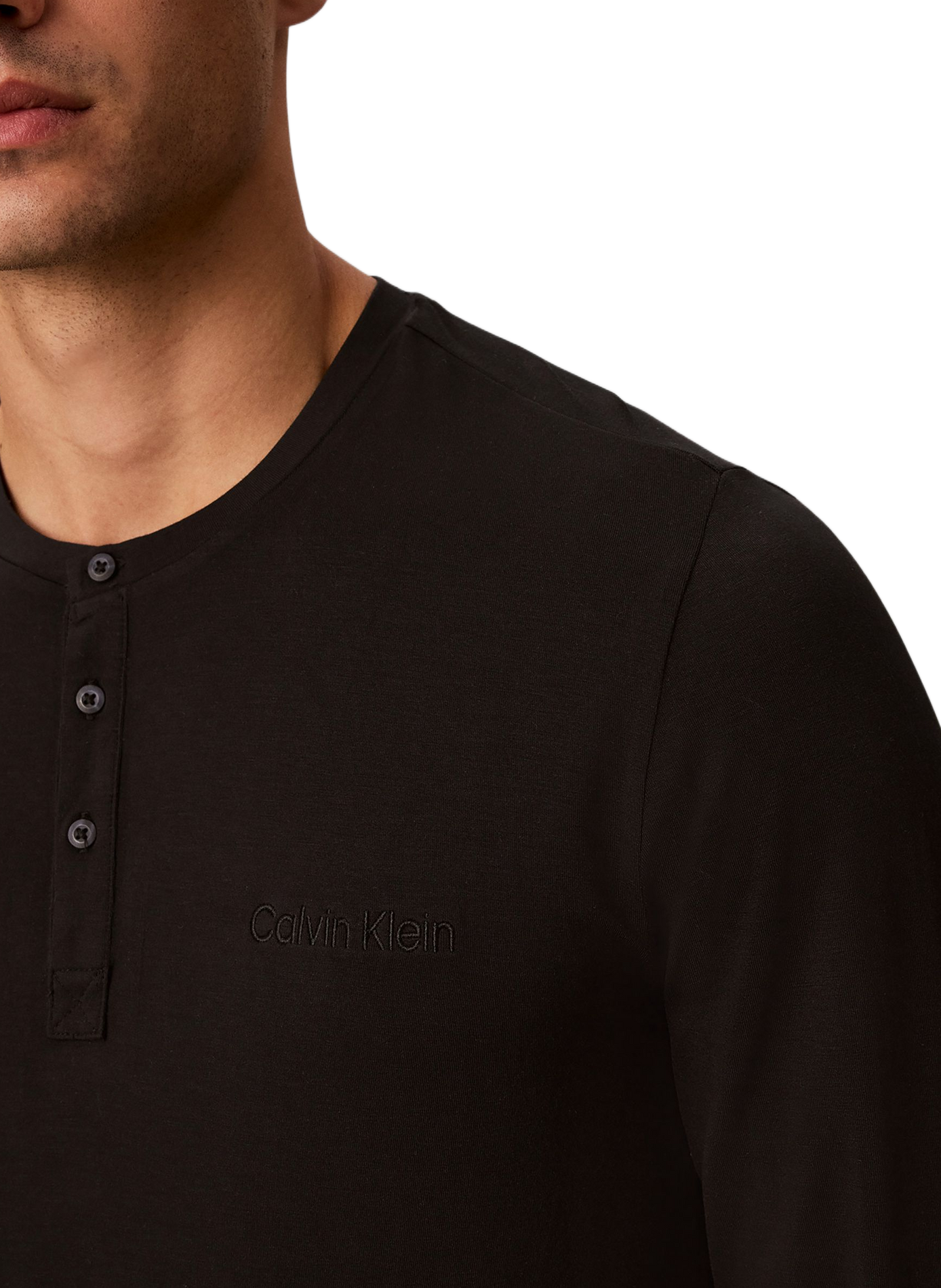 Pyjama-Langarm-T-Shirt CALVIN KLEIN Schwarz