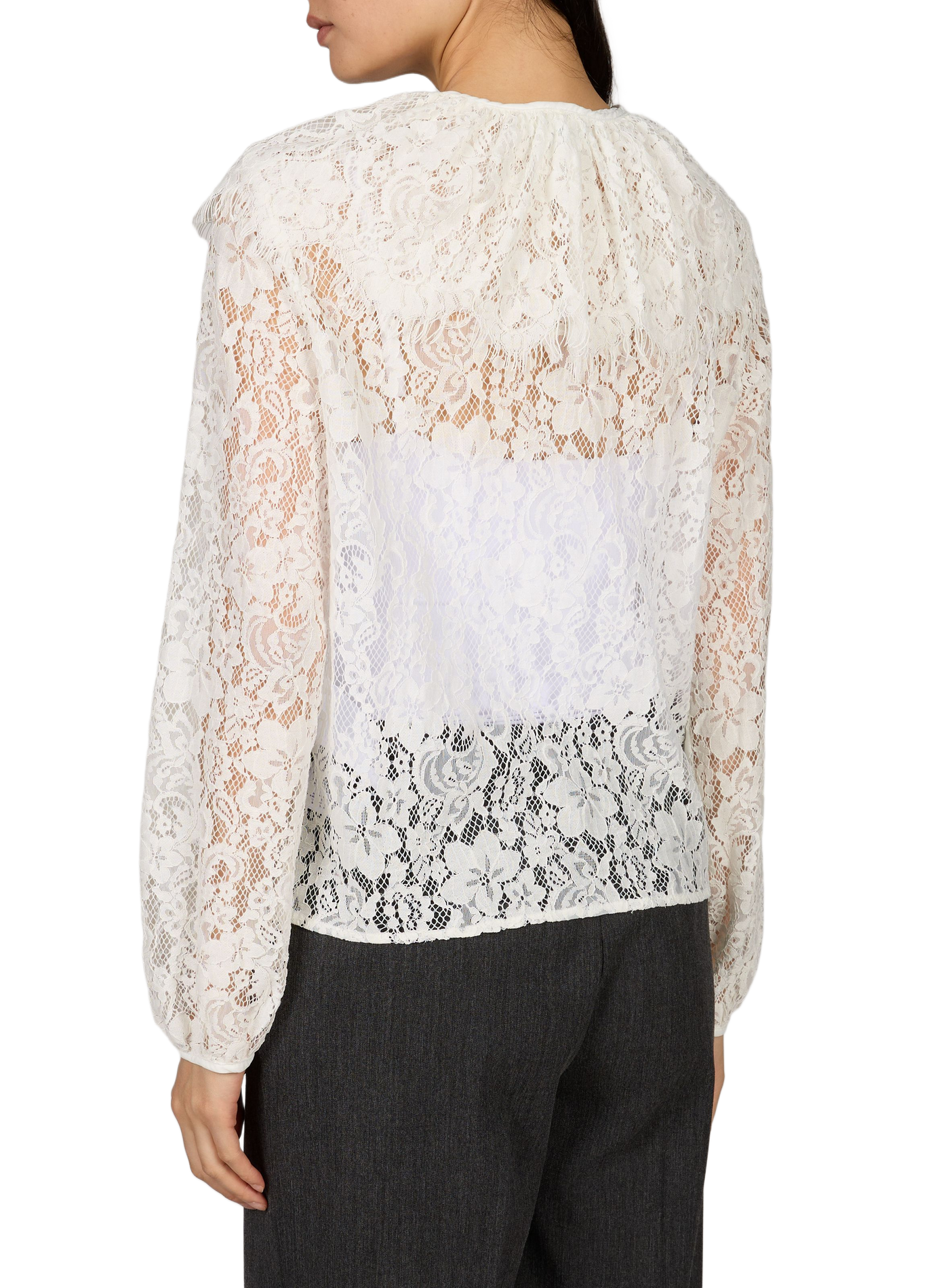 Lace Overlay Shoulder Blouse OBJECT White
