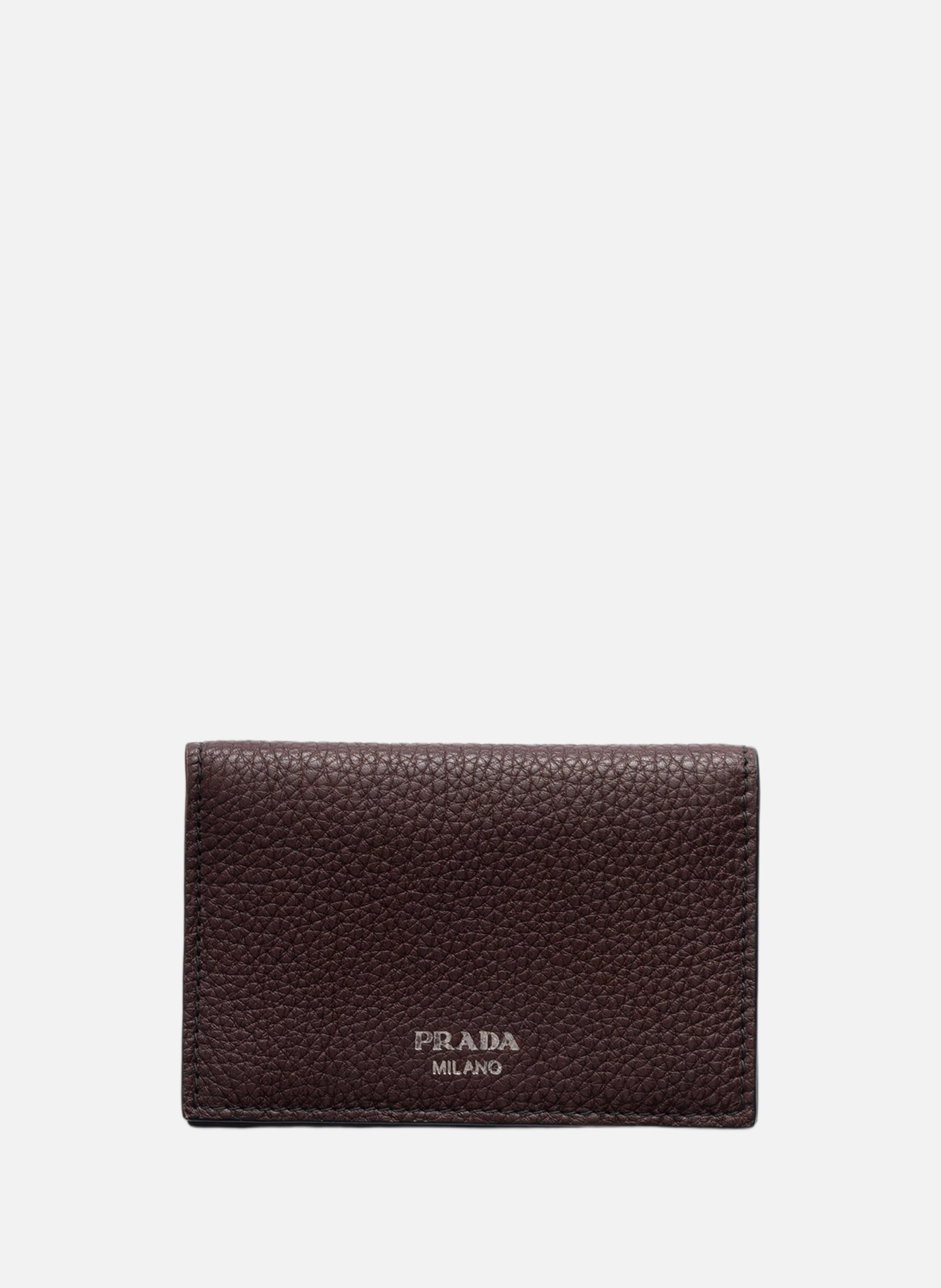Porte-cartes en cuir PRADA Marron