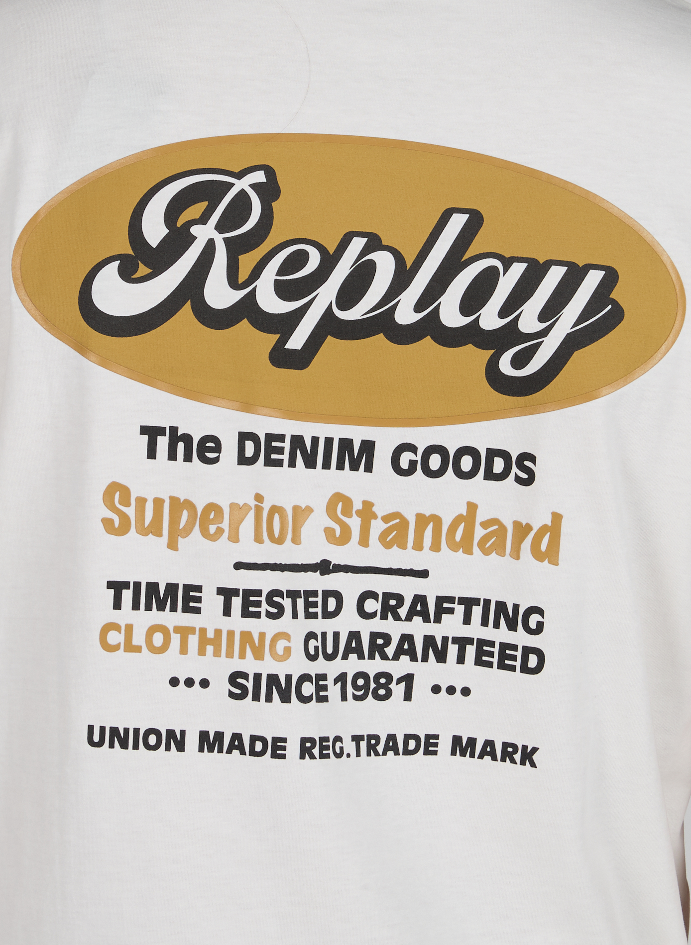 Gerader Baumwoll-T-Shirt mit Siebdruck REPLAY Beige