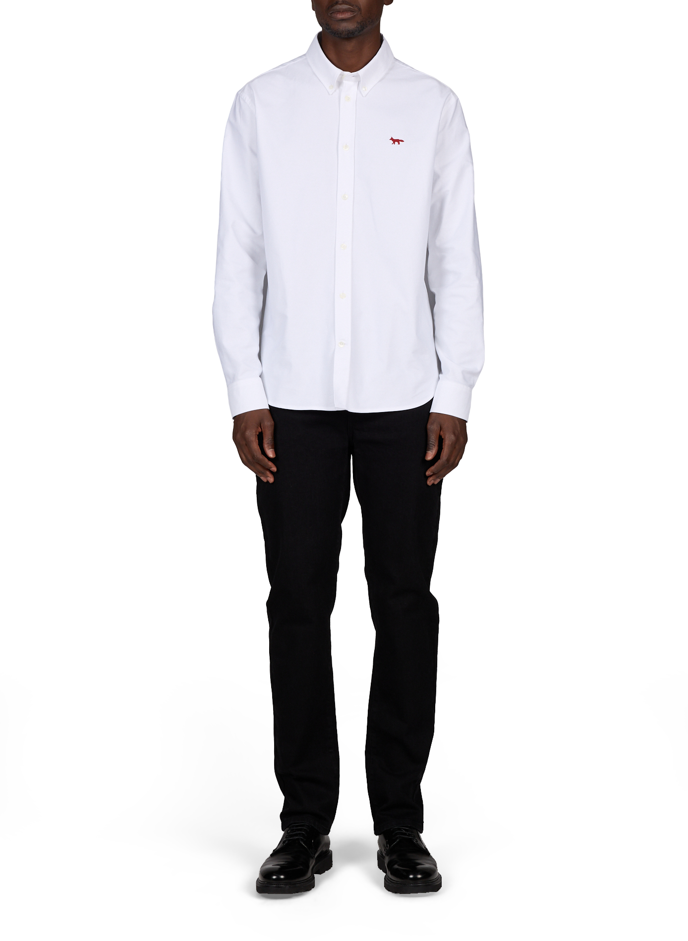 Rechte shirt met geborduurd logo in katoen MAISON KITSUNÉ Wit