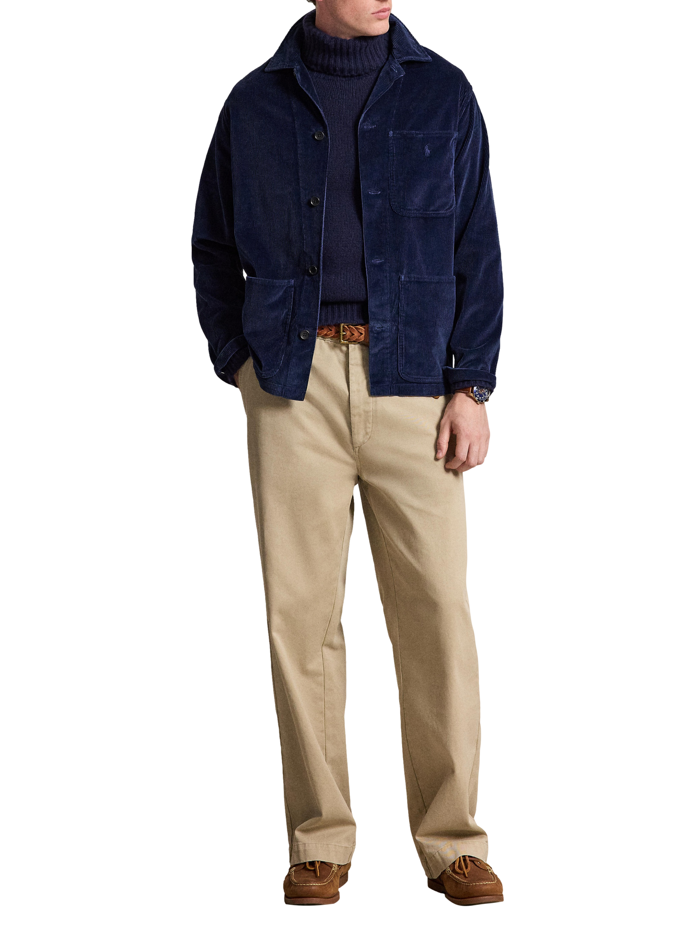 Surchemise droite col classique côtelée en coton POLO RALPH LAUREN Bleu