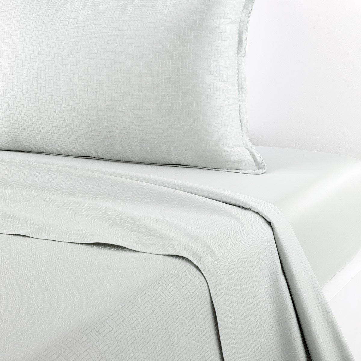 Drap plat en satin de coton, lattice BOSS HOME Bleu