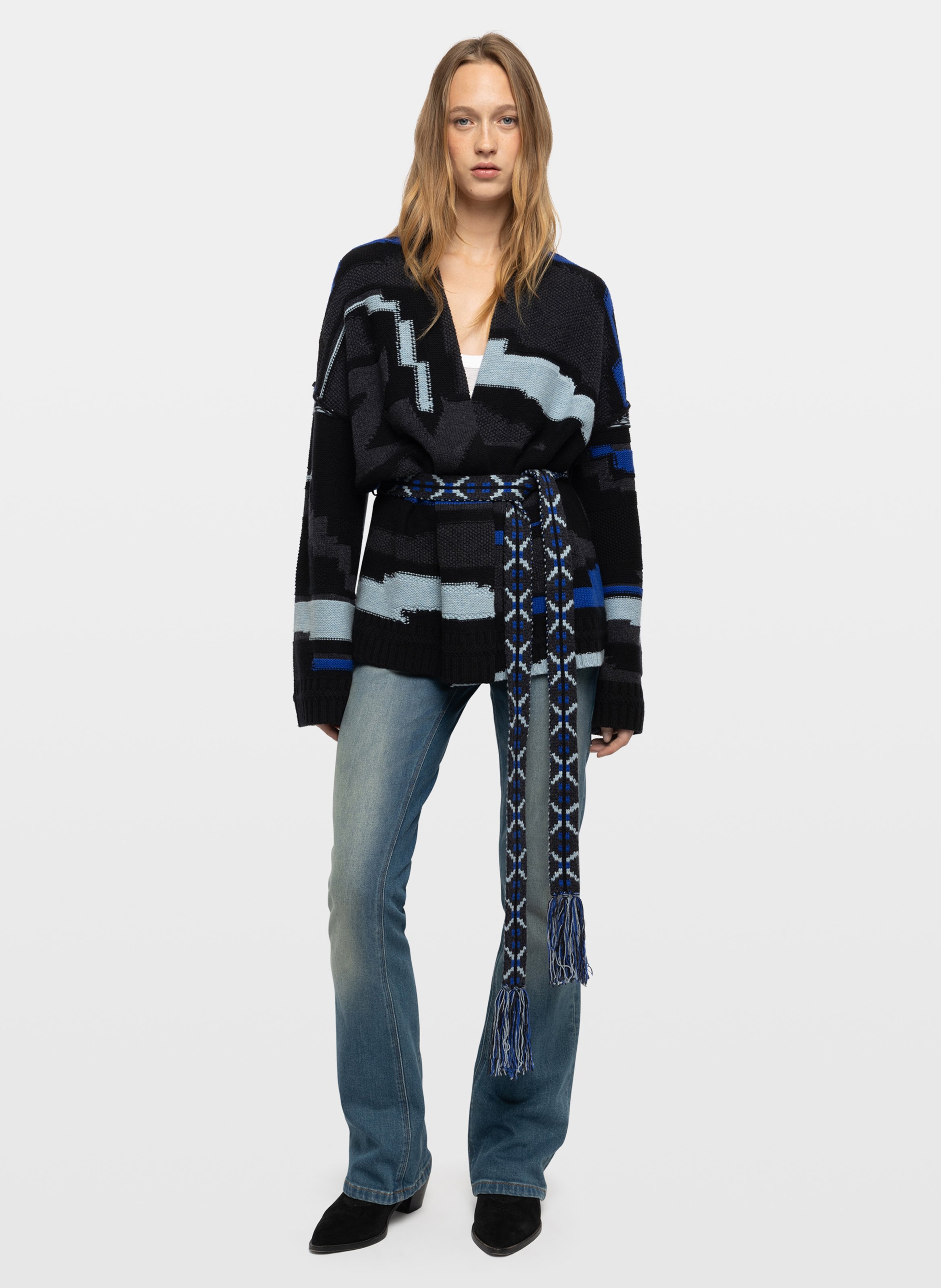 Kimono col v en laine mélangée aspen ZADIG&VOLTAIRE Grijs