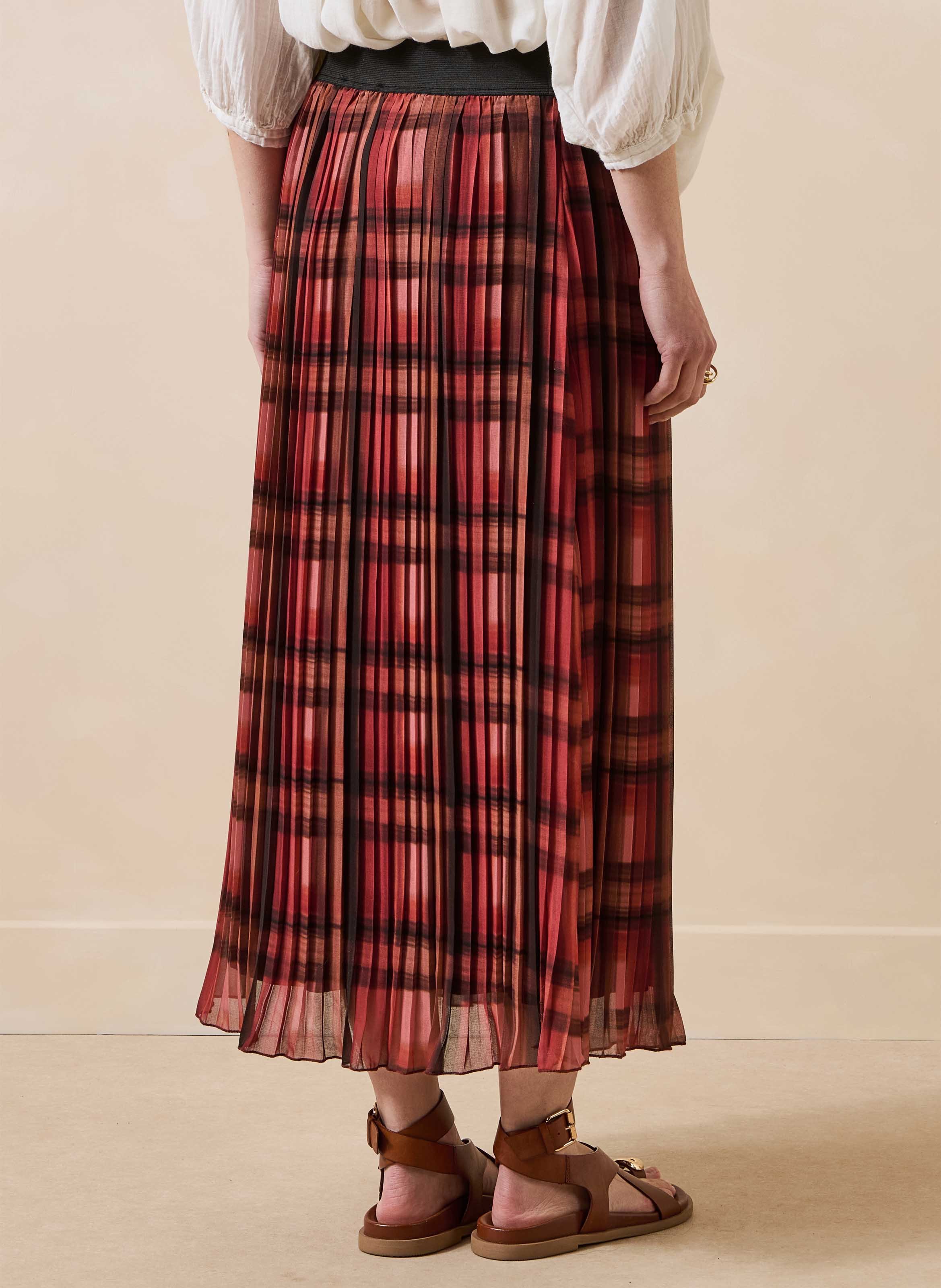 Plooirok met midi-lengte LA FEE MARABOUTEE Rood