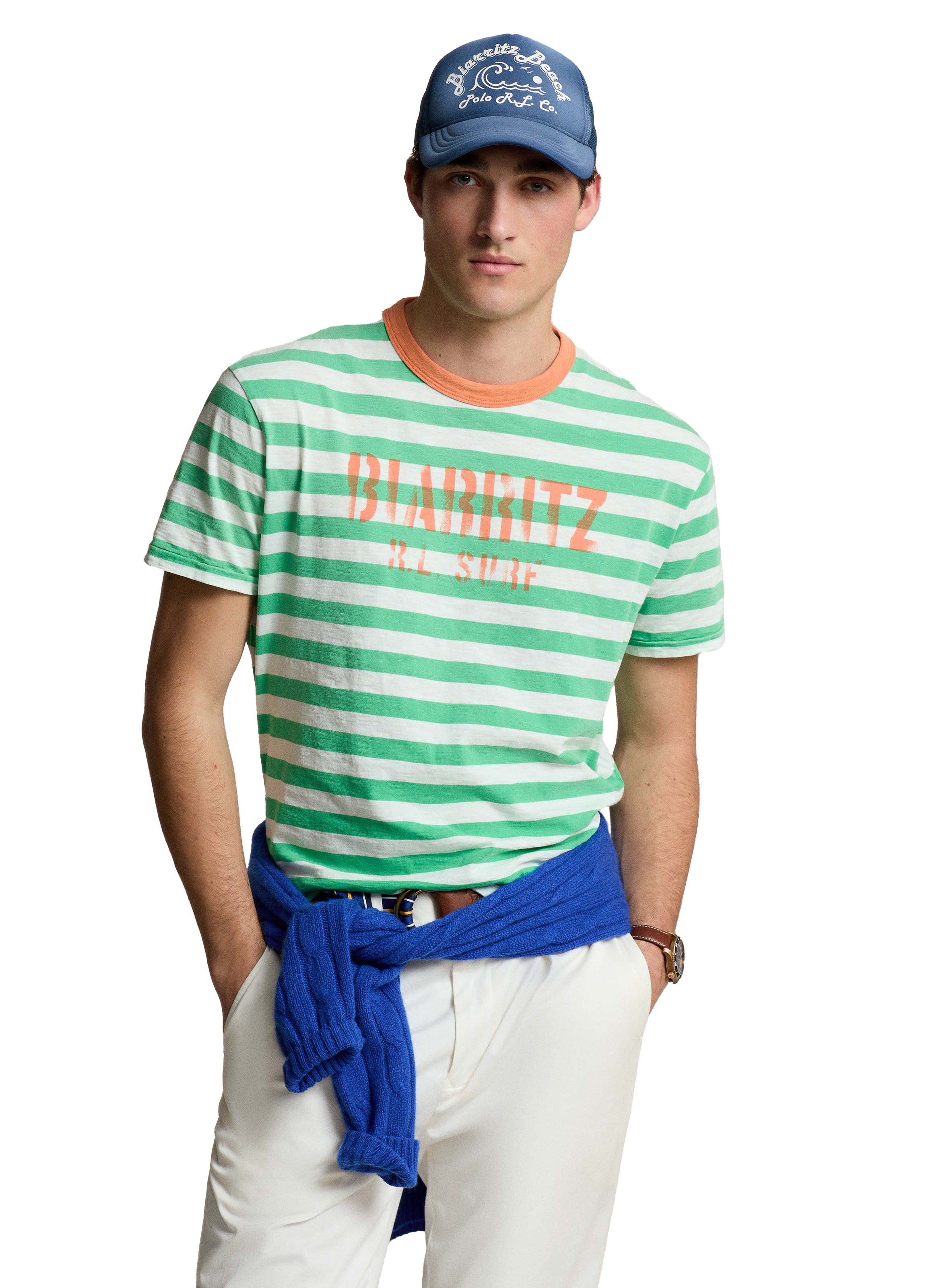 POLO RALPH LAUREN T-shirt rayé en coton  Vert