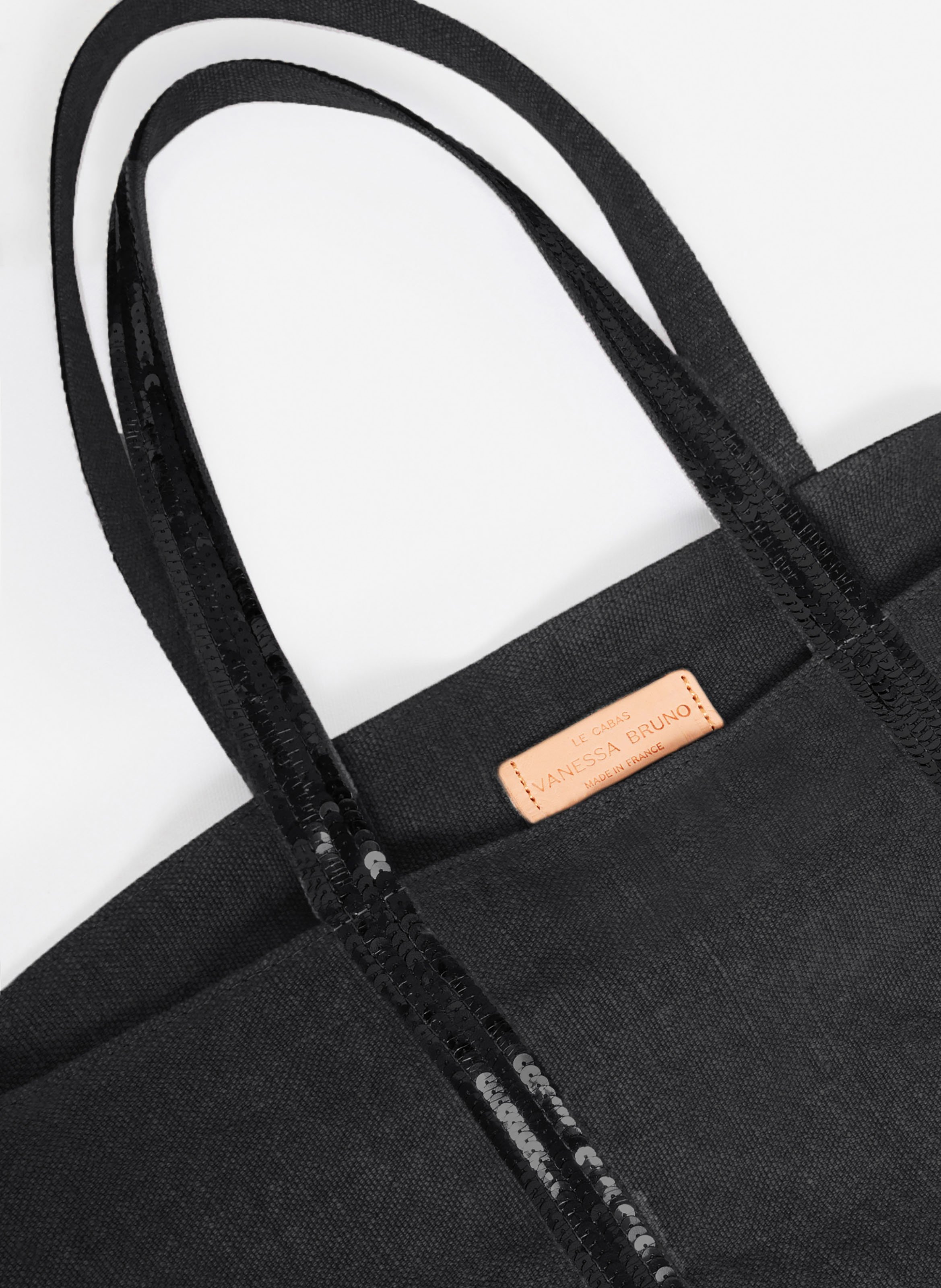 Cabas l zippé en lin Noir