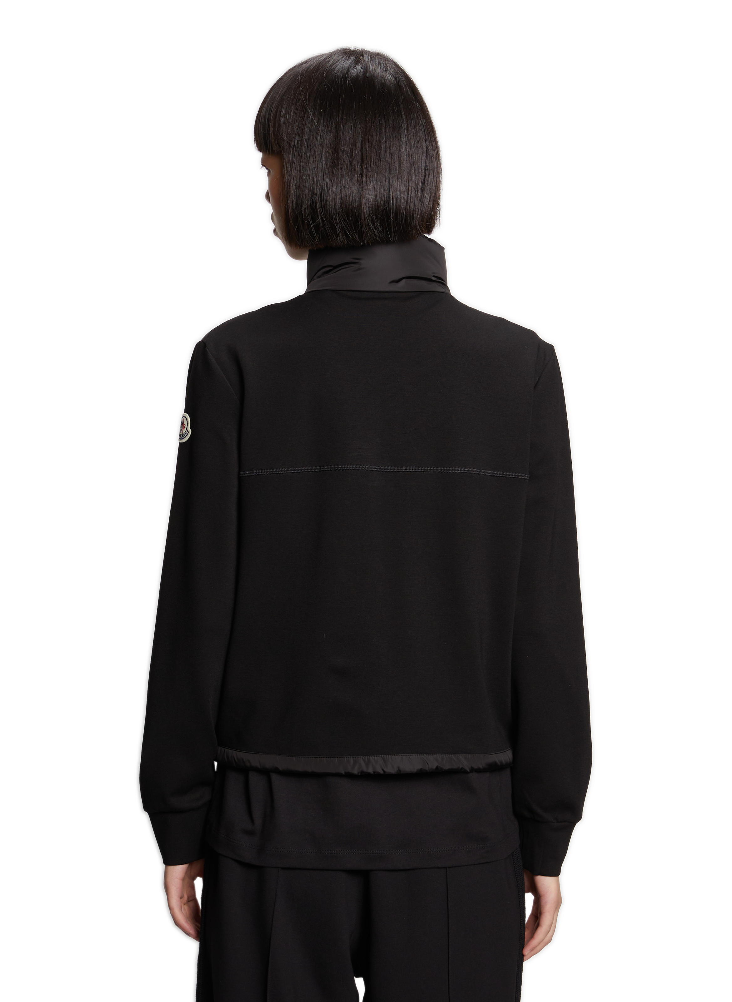 Veste bi-matière avec empiècements matelassés Noir