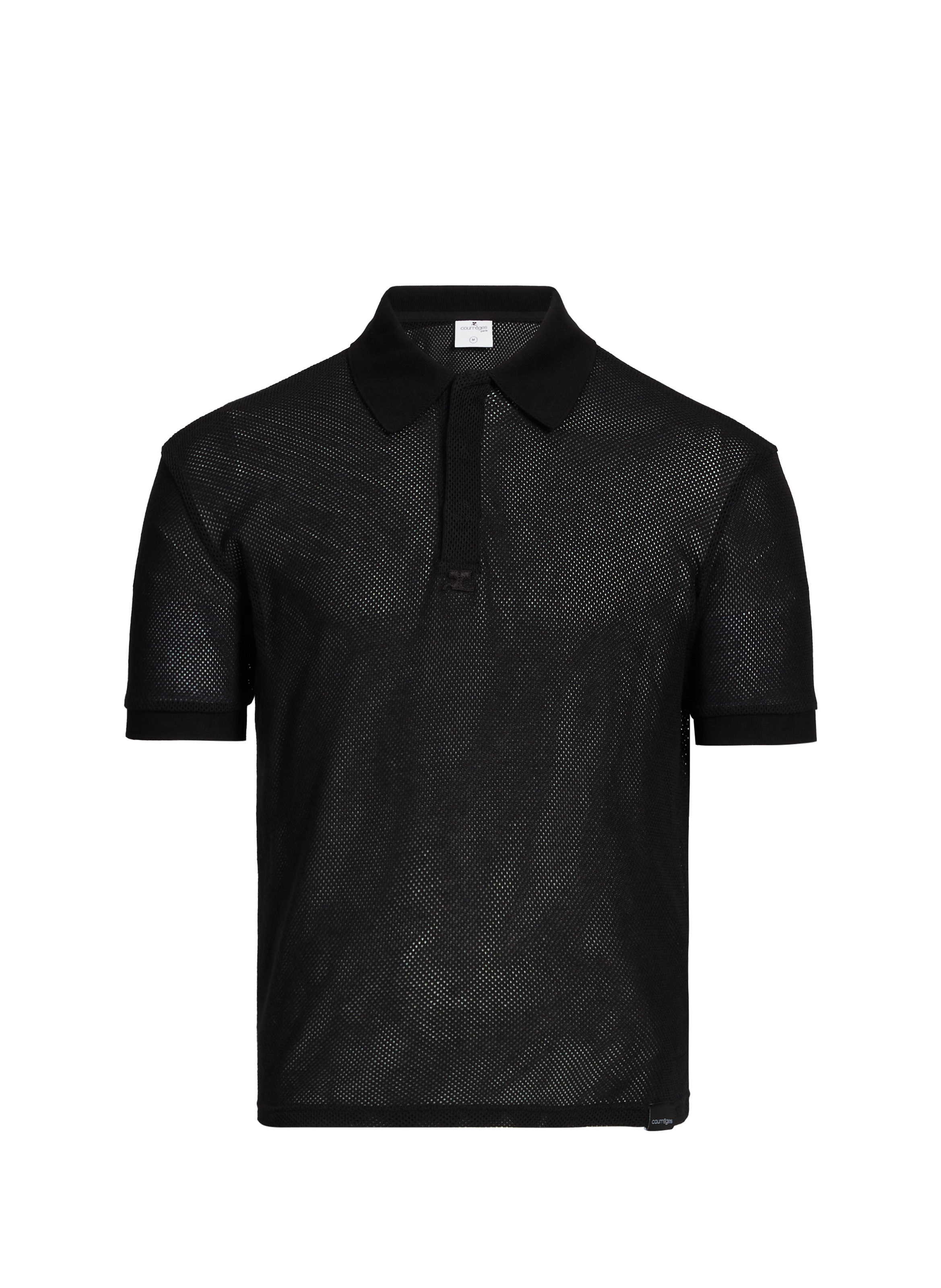 Polo manches courtes en mesh COURRÈGES Noir