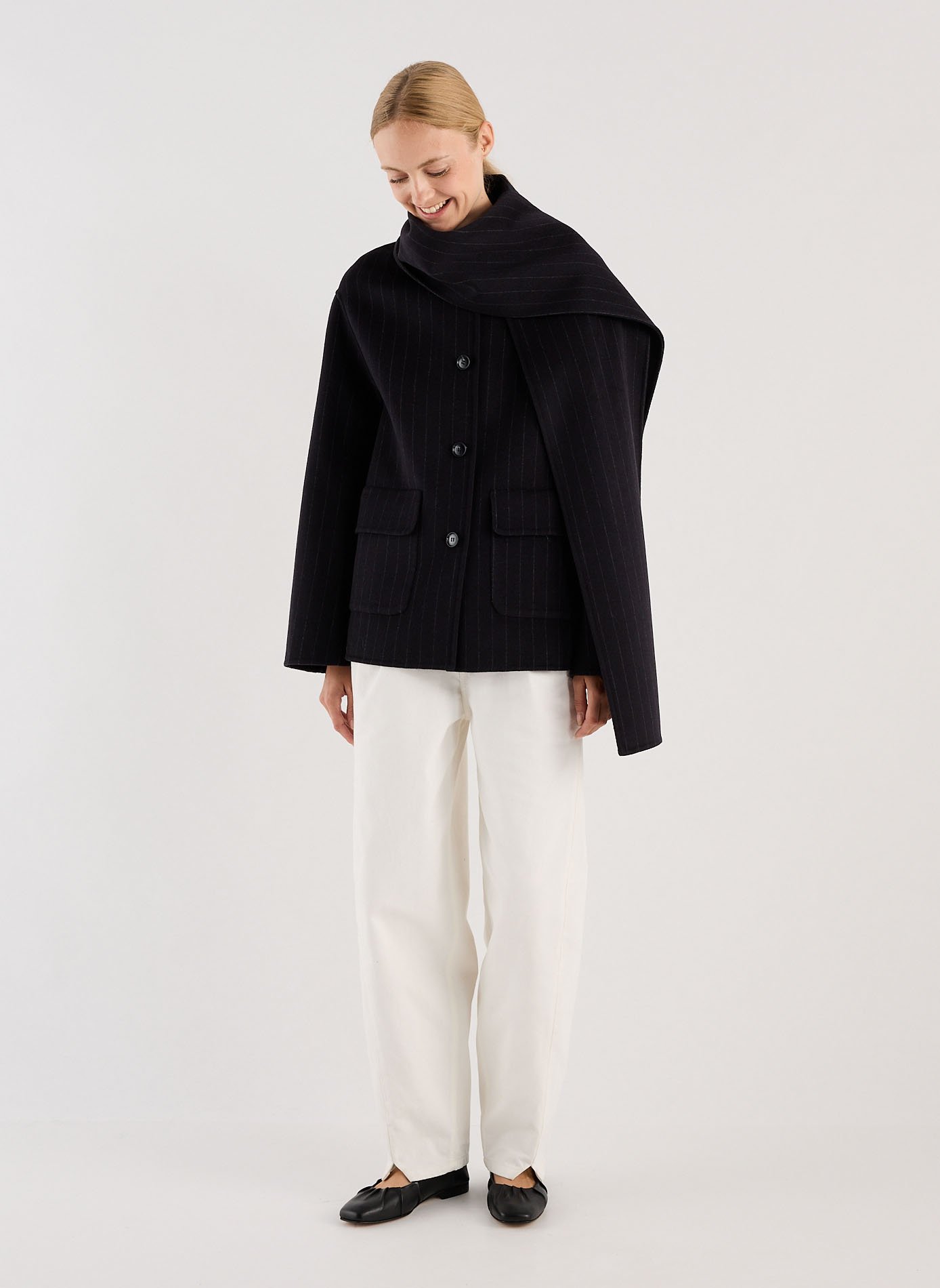 Manteau large Wuachan en laine mélangée SAISON 1865 Noir