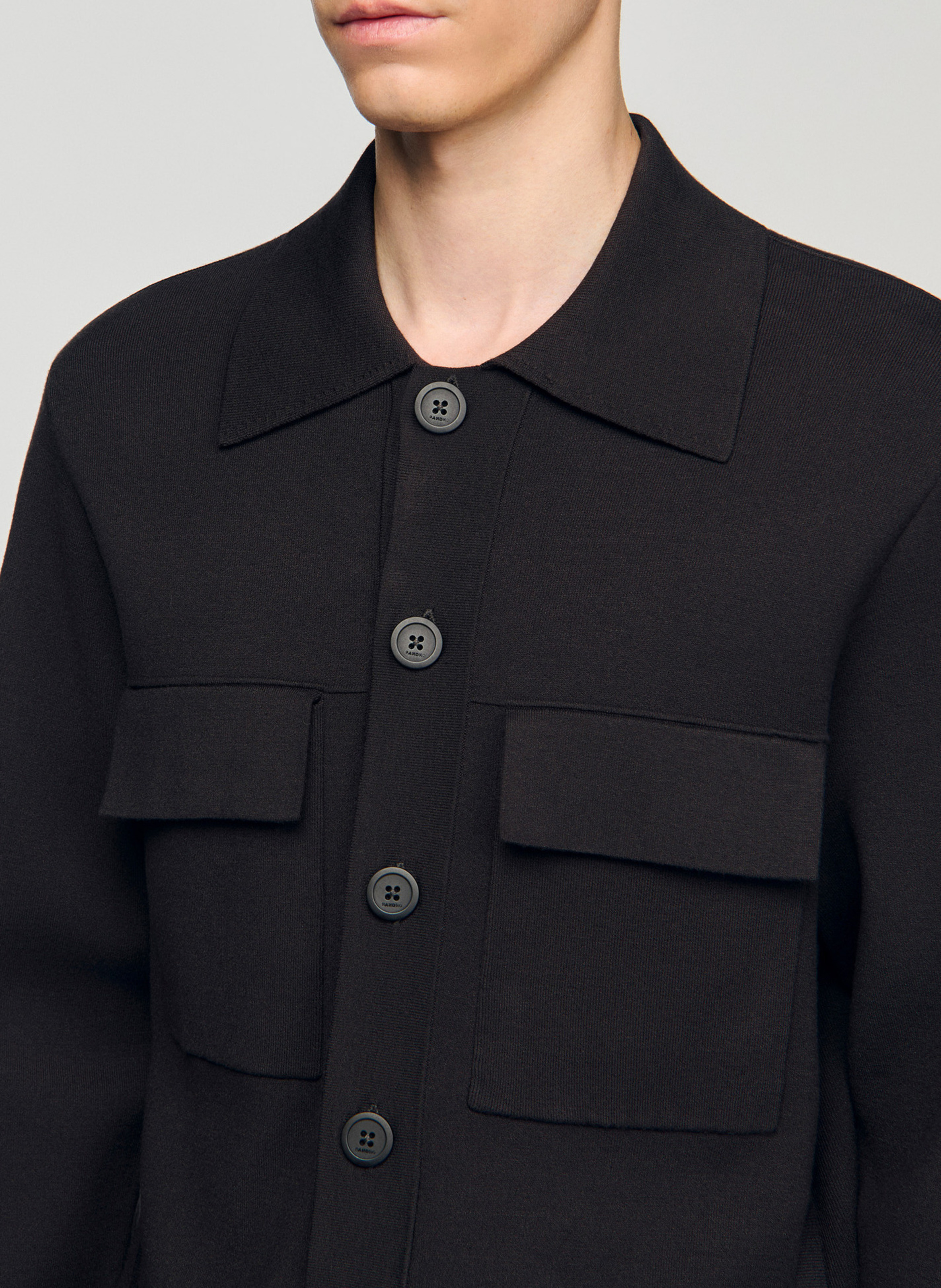 Blouson droit en maille SANDRO Marron