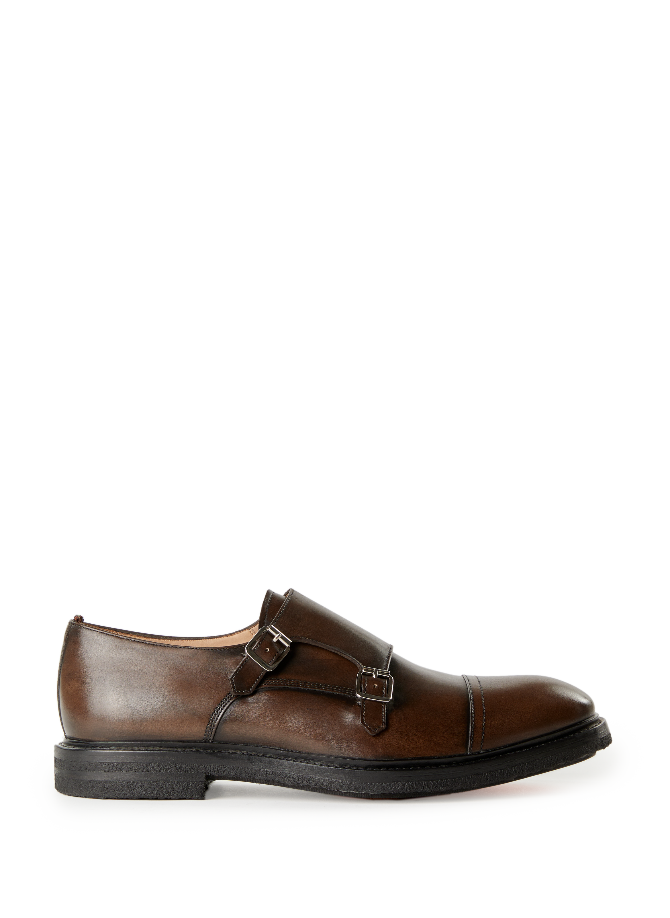 PAUL SMITH Chaussures basses à double boucle unies en cuir Marron