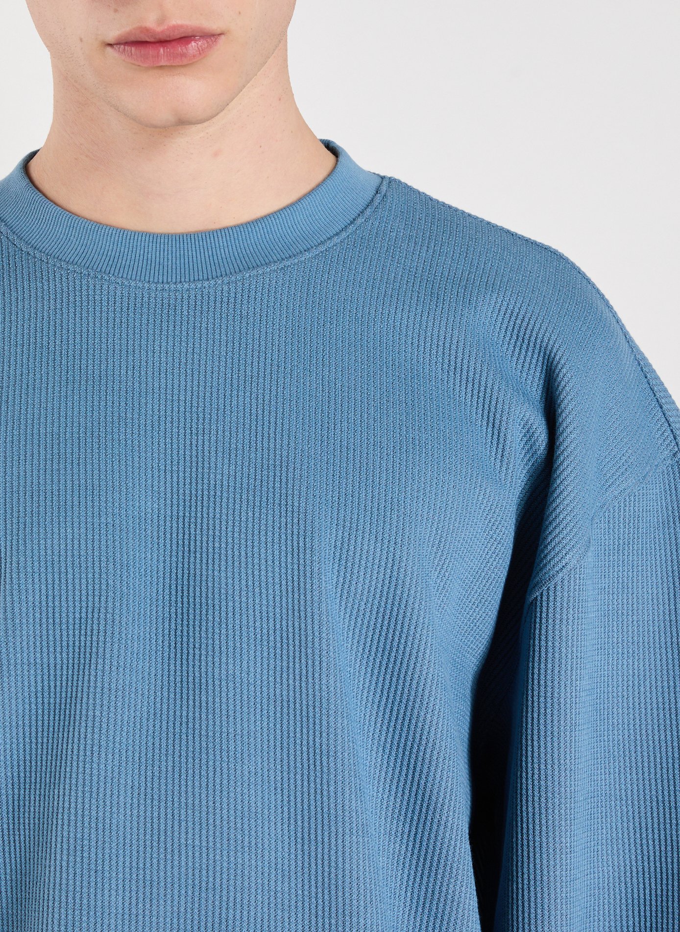 T-shirt manches longues col rond en coton mélangé HUGO BLUE Bleu