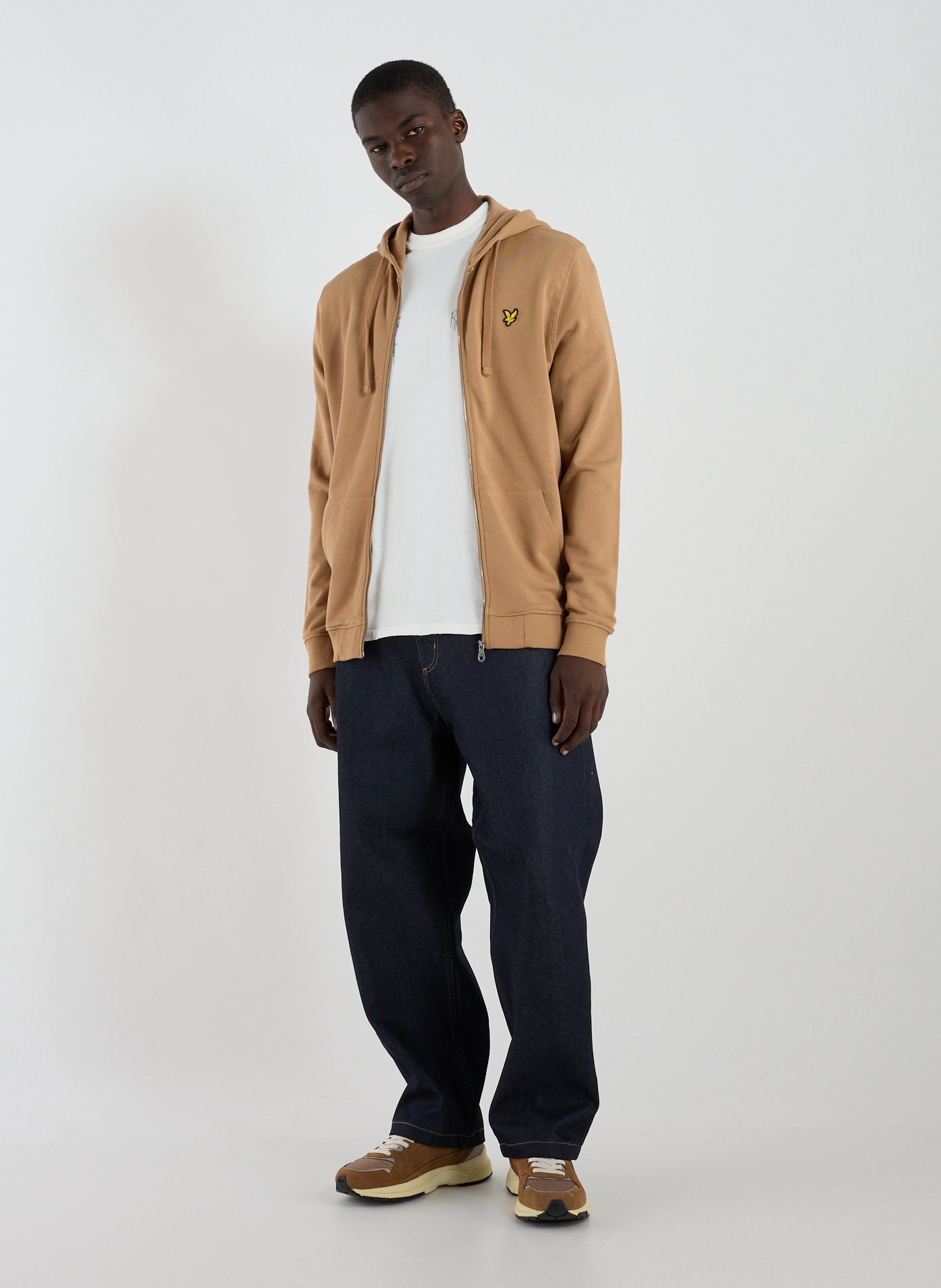 Hoodie zippé à capuche en coton LYLE & SCOTT Marron