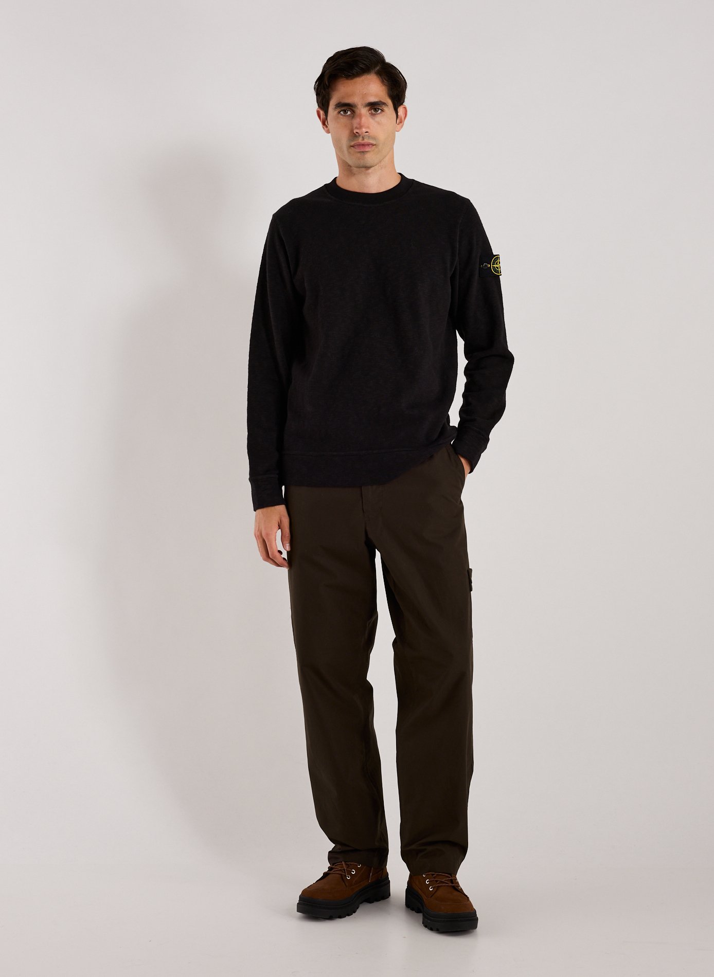 Loose cotton trousers STONE ISLAND Brown