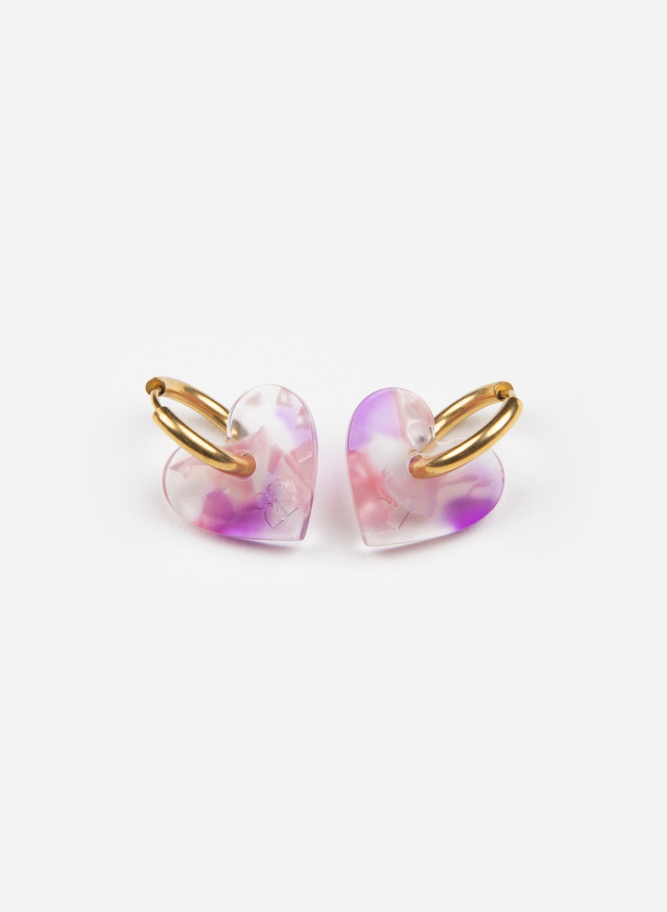 Boucles d'oreilles lova lova avec anneaux en acier inoxydable doré KURAGE GINZA Rose