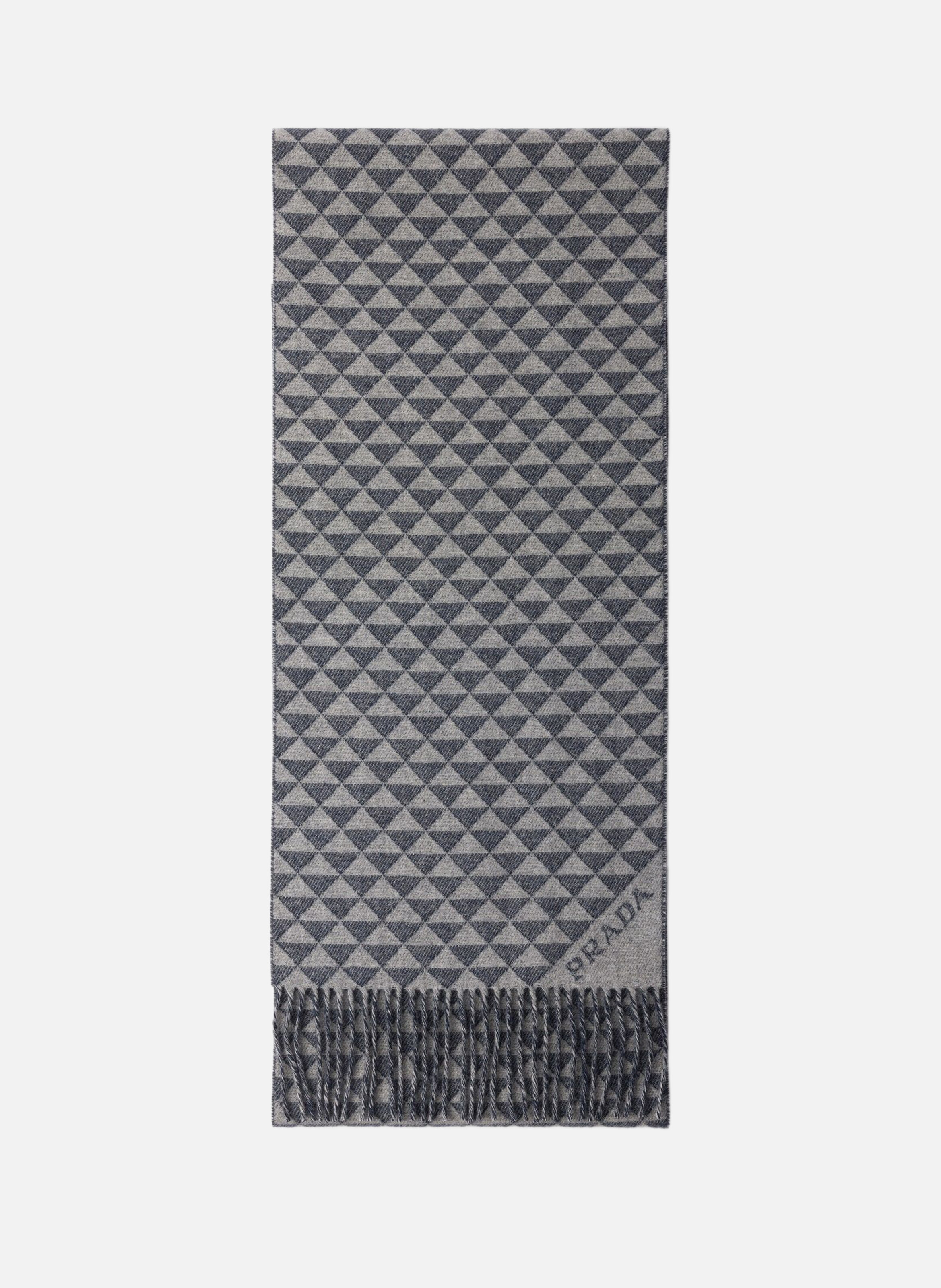 Écharpe symbole en laine et cachemire double PRADA Bleu