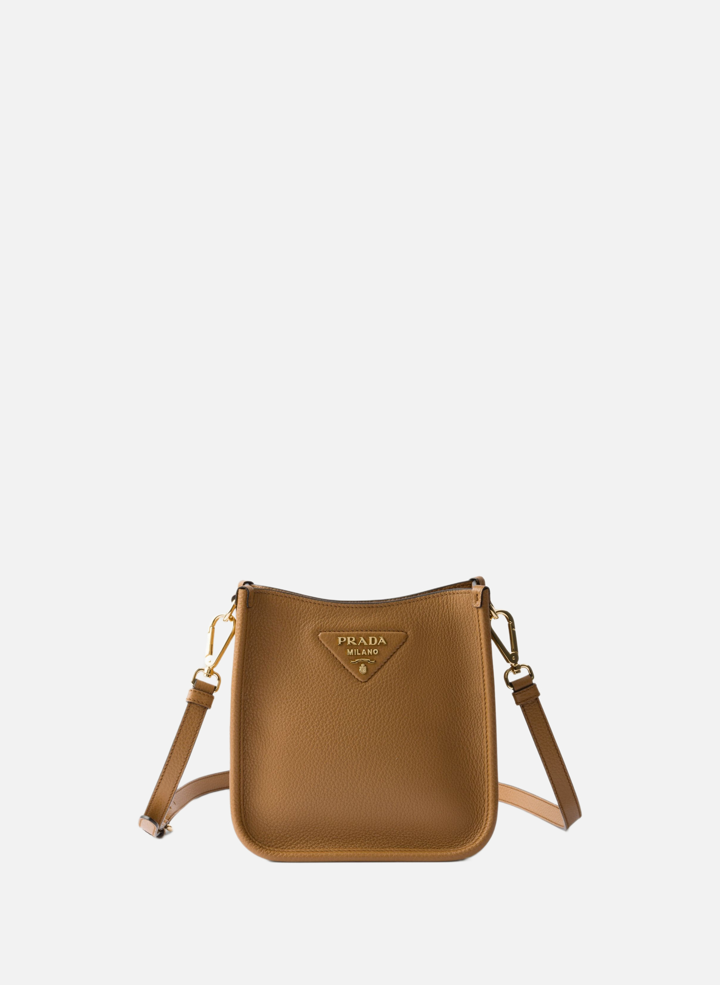 Mini sac porté épaule en cuir PRADA Marron
