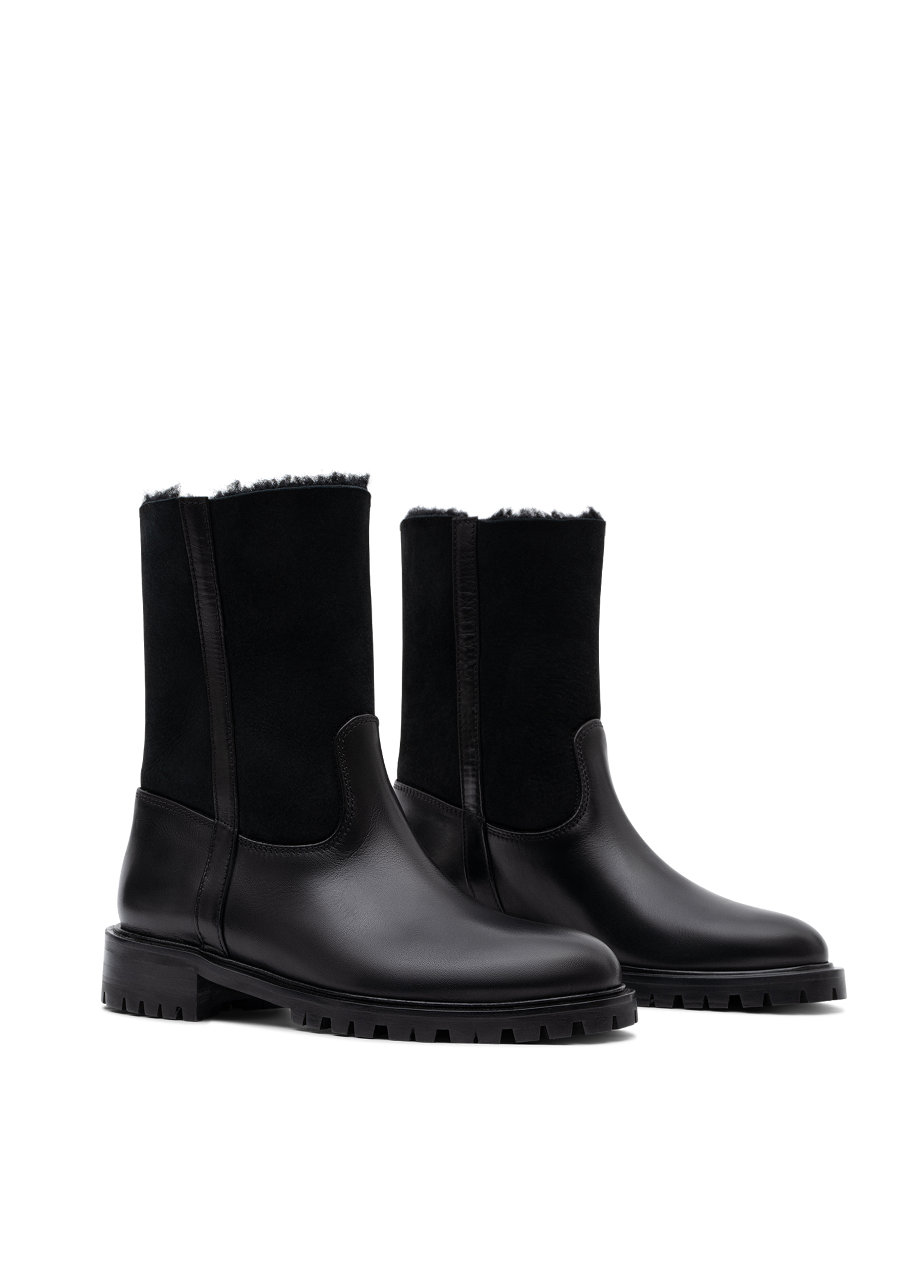 Bottines greco en fourrure PARALLELE Noir