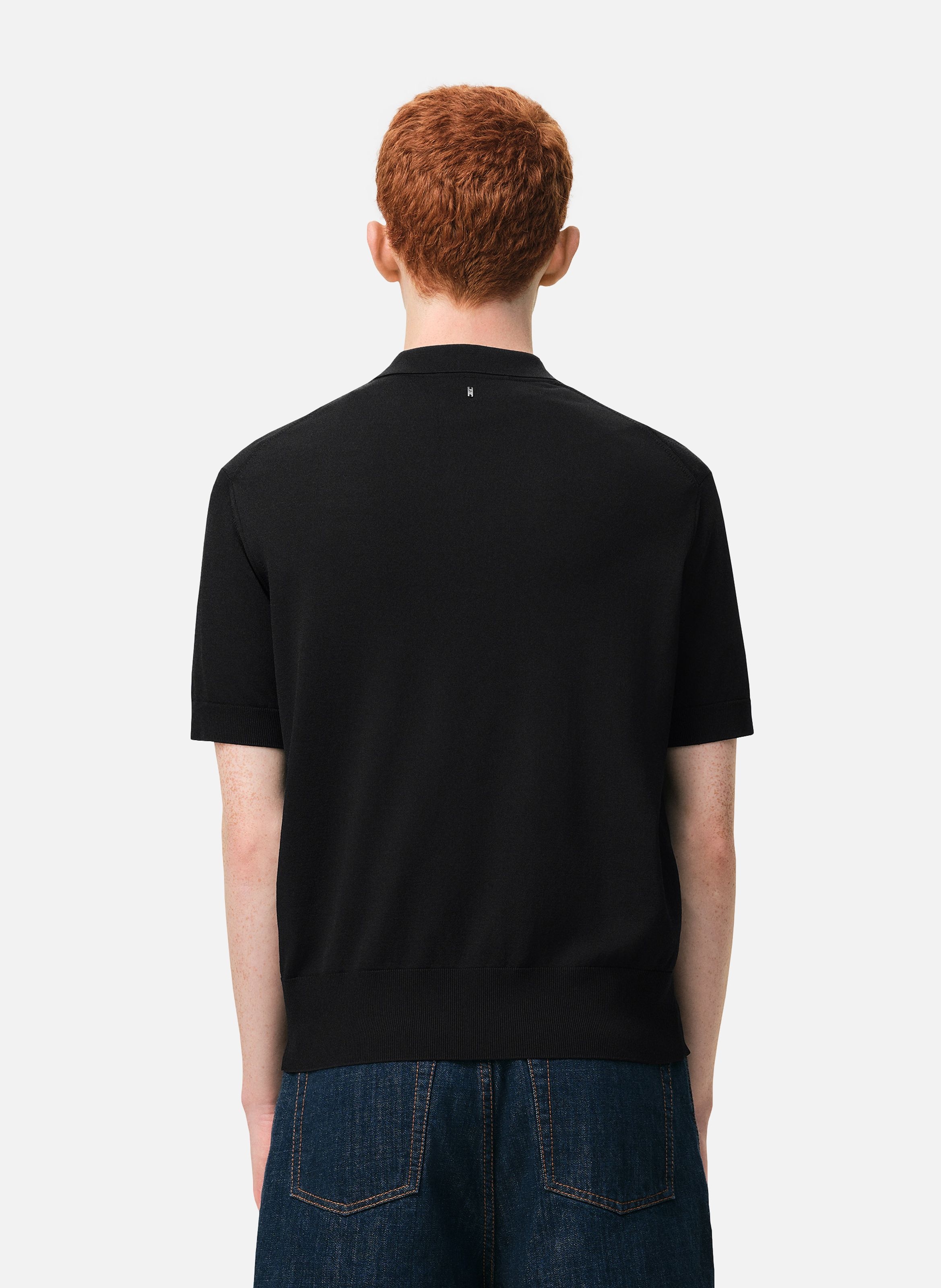 Polo manches courtes en maille AMI PARIS Noir
