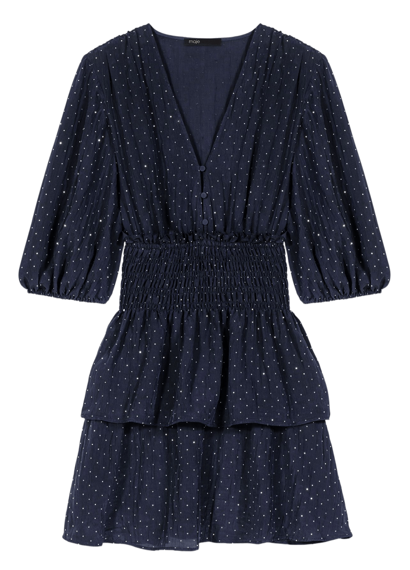 Robe courte col v MAJE Bleu