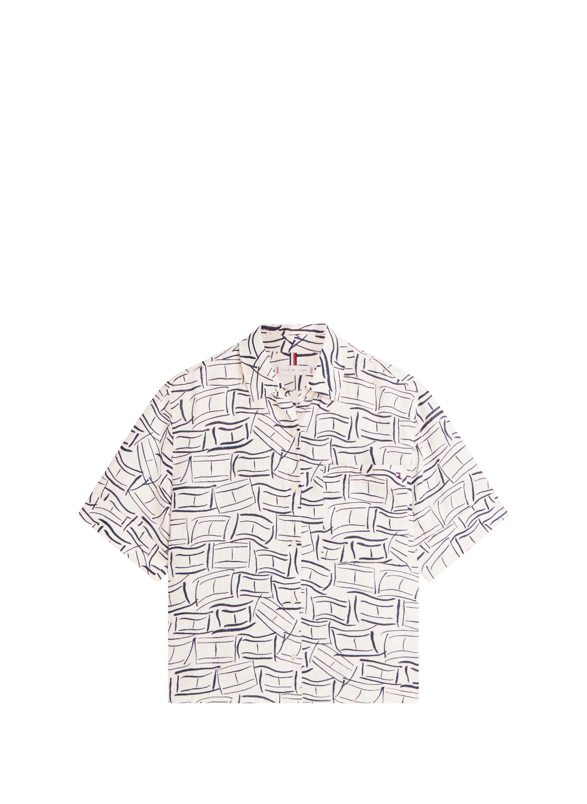 Chemise courte à logo en lin TOMMY HILFIGER Multicolore