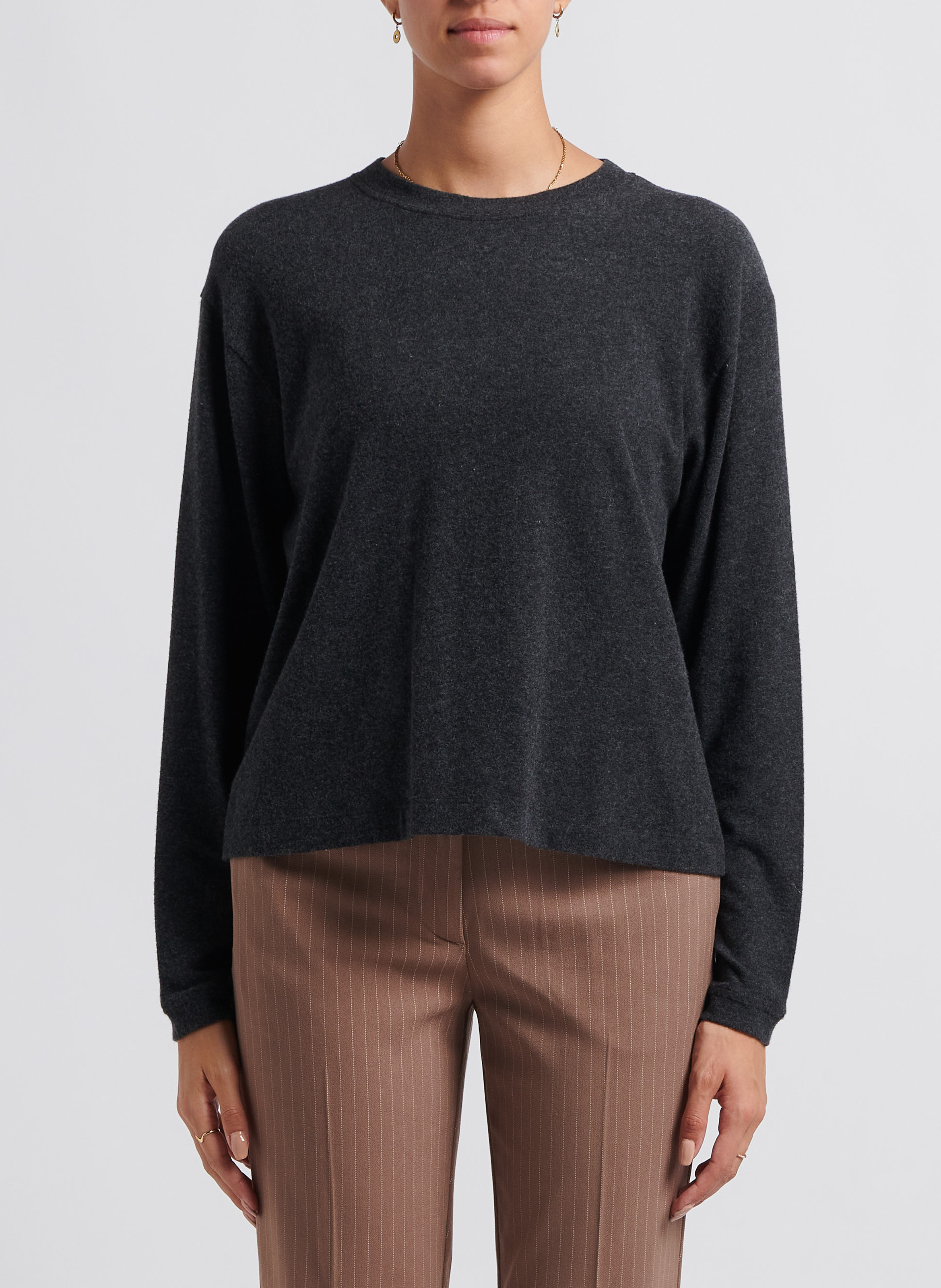 Pull col rond en coton mélangé ypawood  Carbone chine