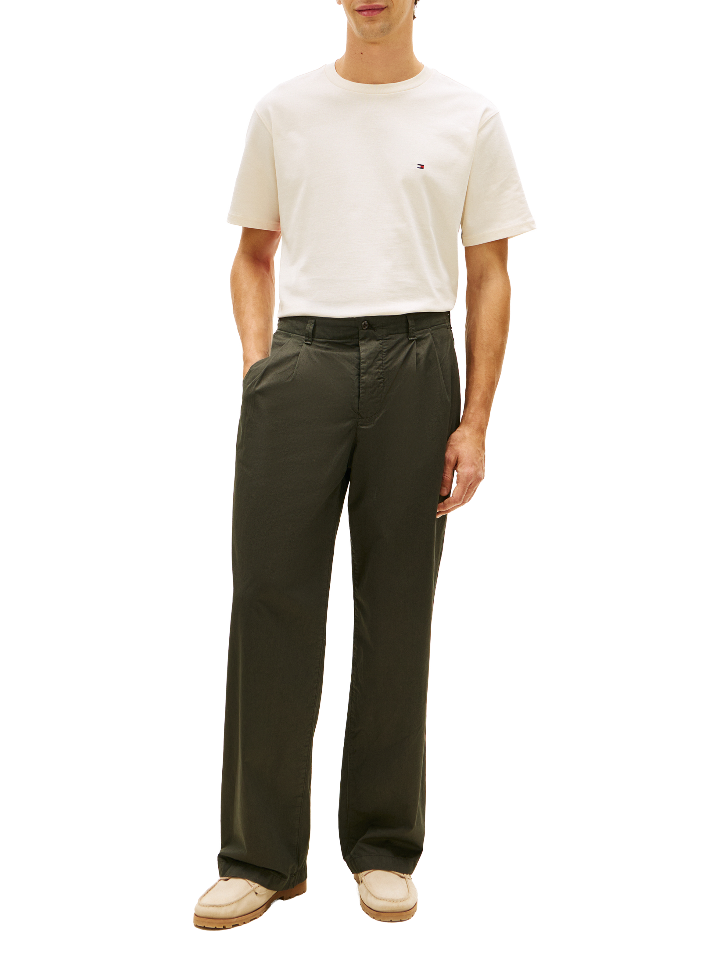 Straight-fit cotton T-shirt TOMMY HILFIGER Beige