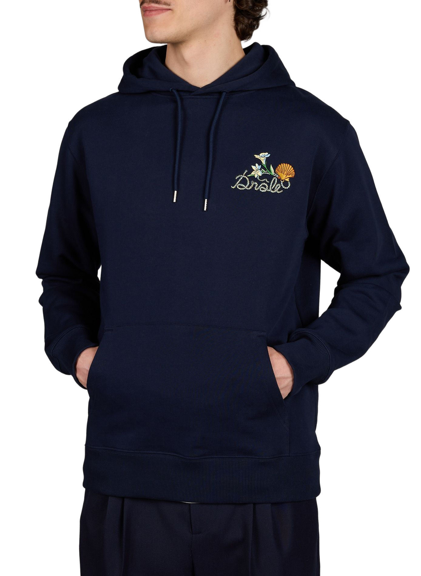 Embroidered cotton hoodie sweatshirt DROLE DE MONSIEUR Blue