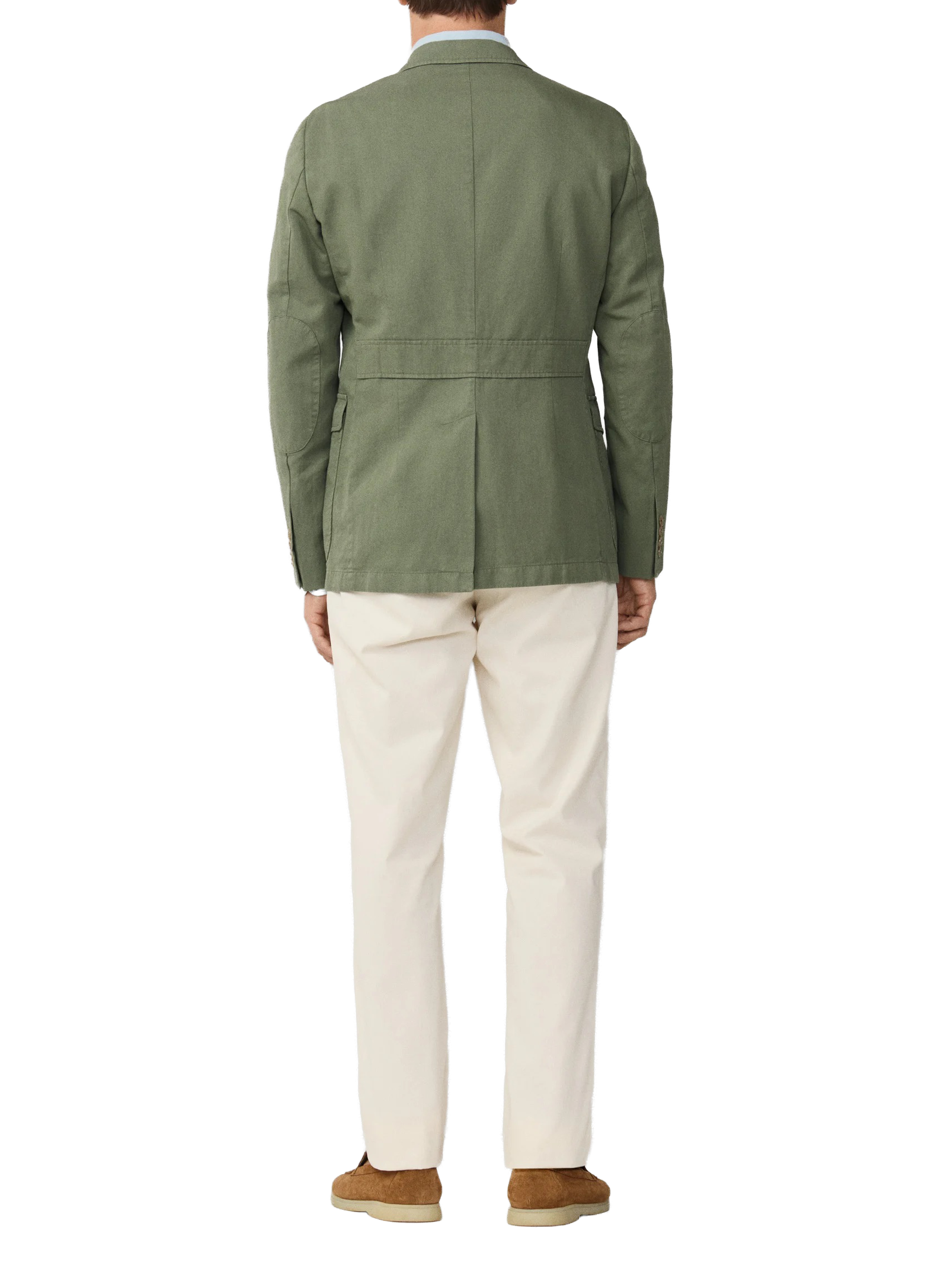 Stretch Linen and Cotton Blend Blazer HACKETT Green