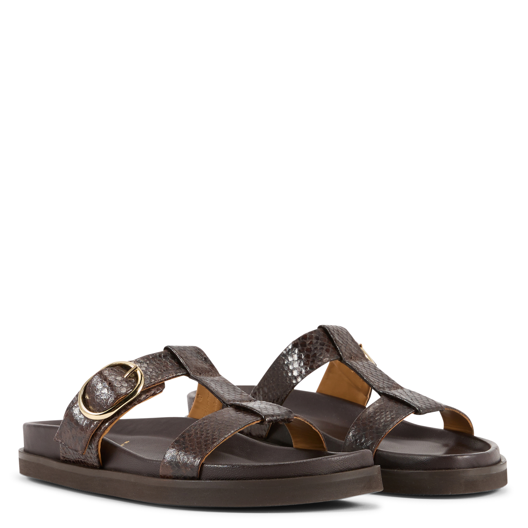 Mules plates en cuir fajar BOBBIES Marron