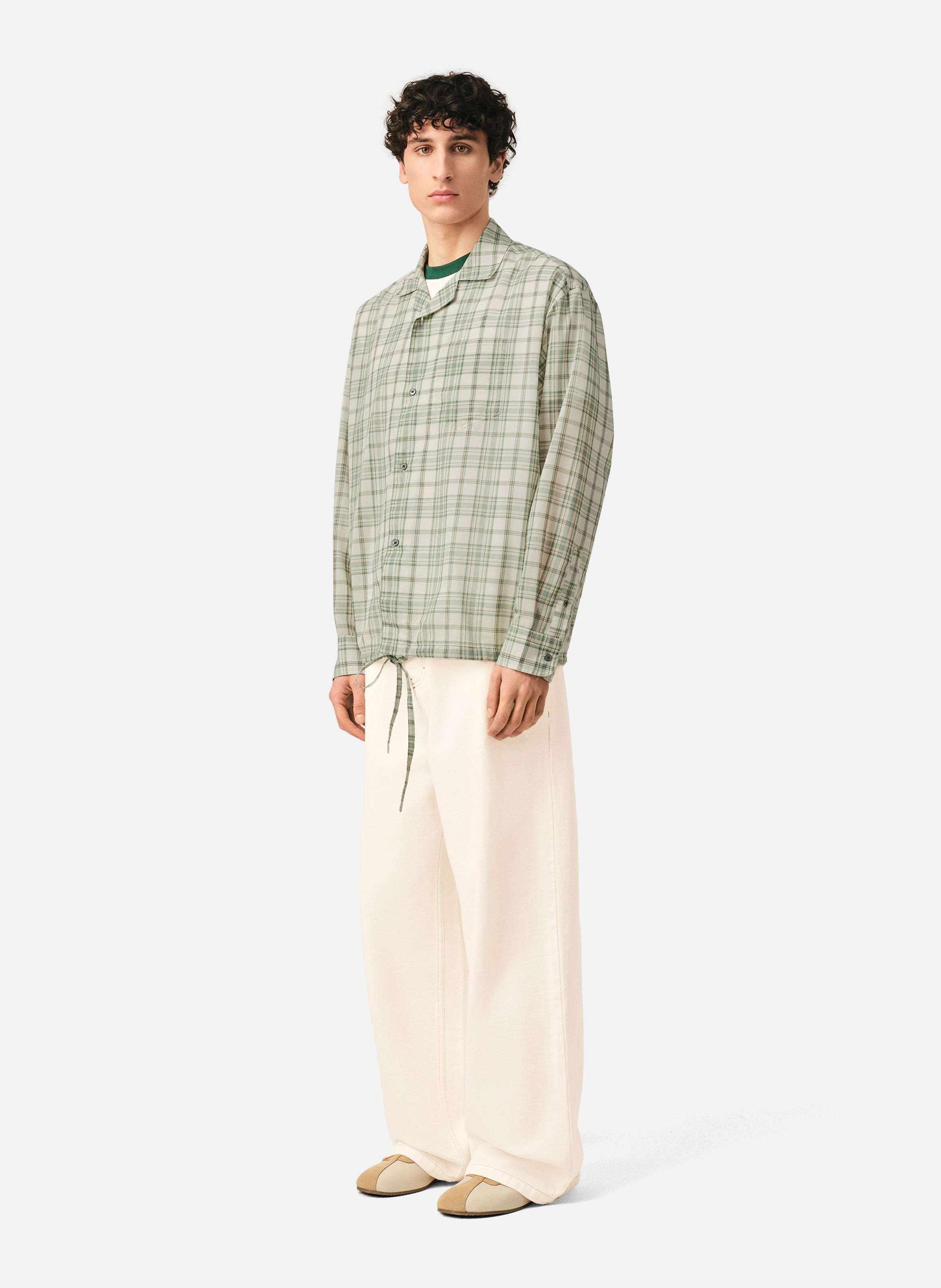 Chemise boxy à carreaux en coton AMI PARIS Vert