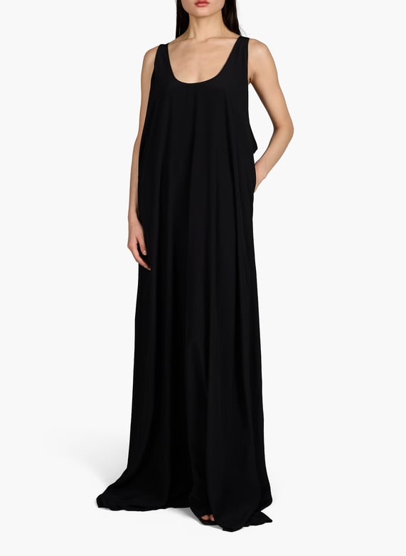 Long dress with deep round neckline Black Rick owens - Women | Printemps Long dress with deep round neckline Black Rick owens - Women | Printemps