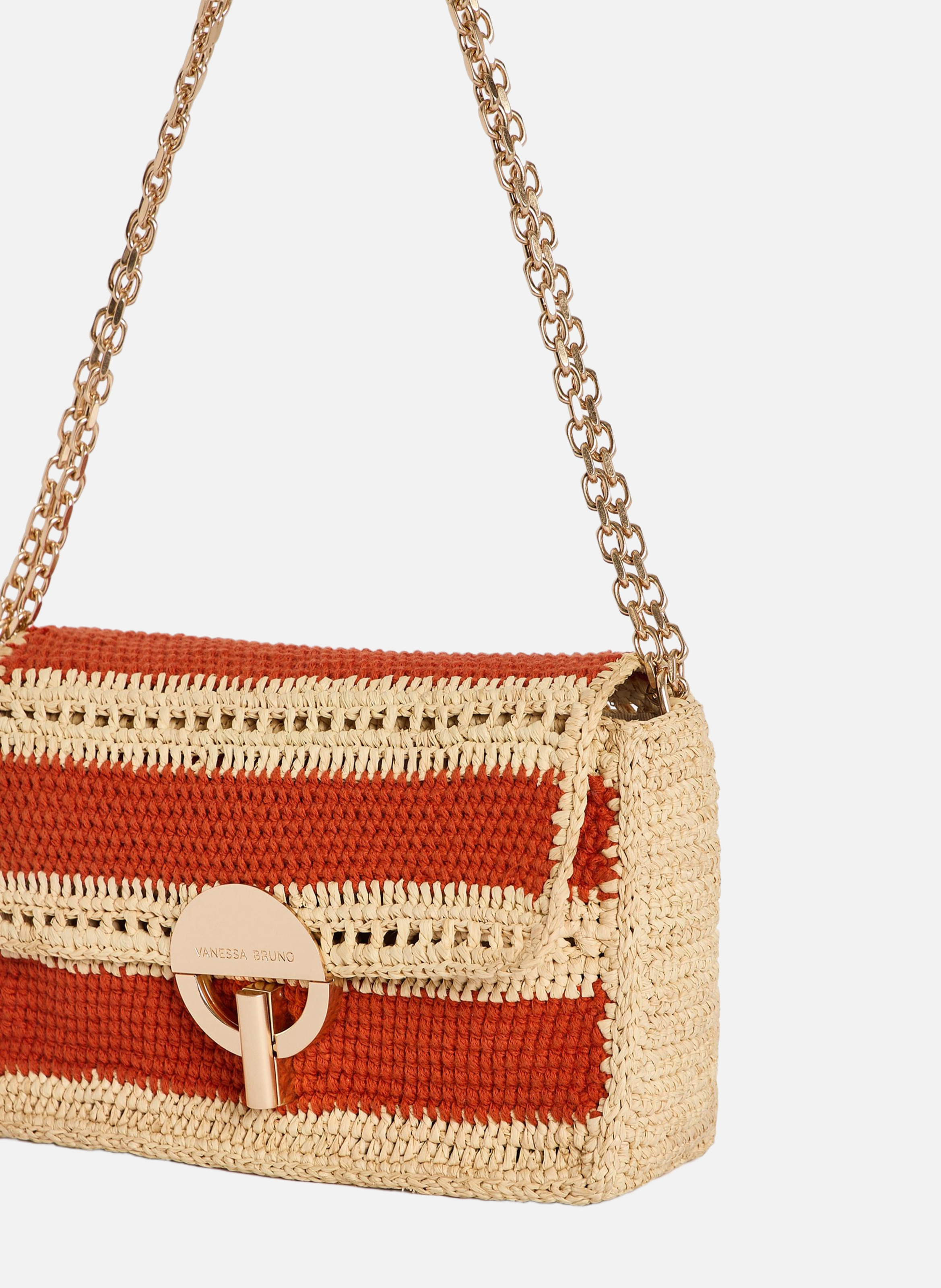 Moyen sac moon en raphia et coton VANESSA BRUNO Orange