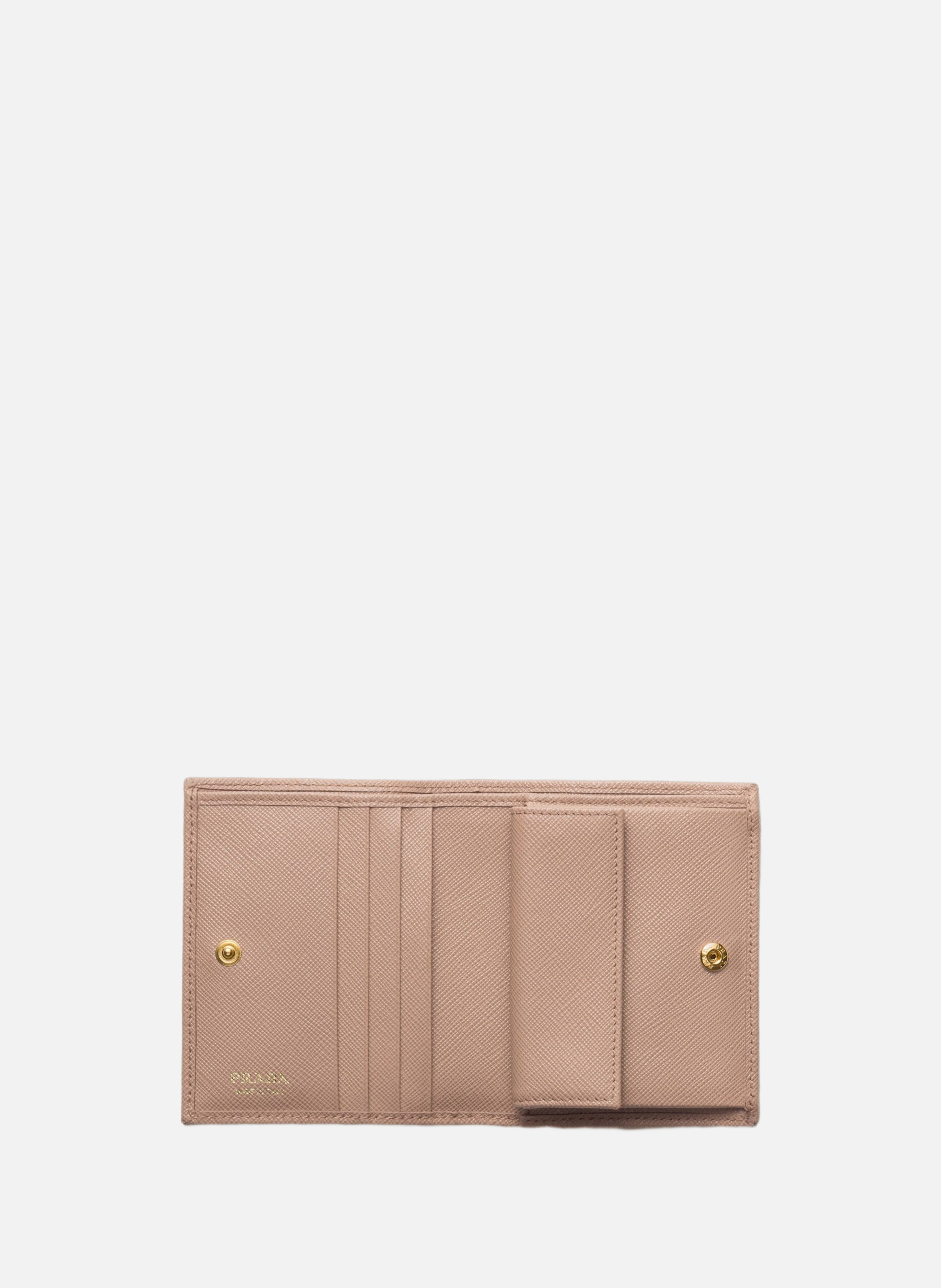 Petit portefeuille en cuir saffiano PRADA Rose