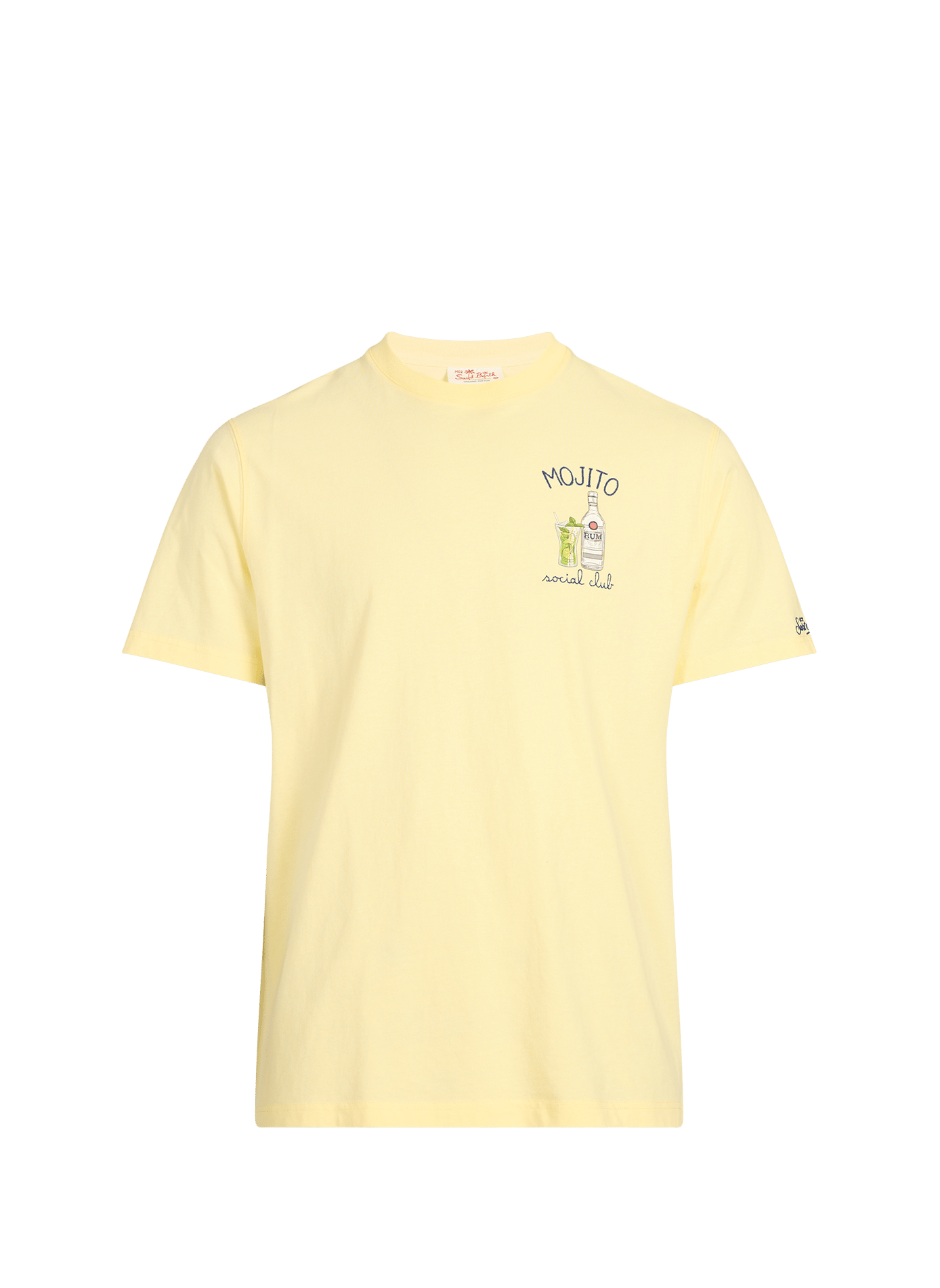 T-shirt brodé à col rond en coton MC2 SAINT BARTH Jaune