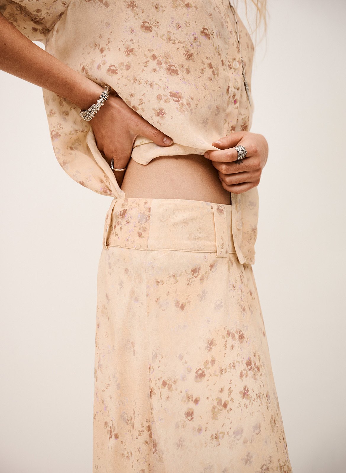 Jupe longue évasée nattalina BA&SH Beige