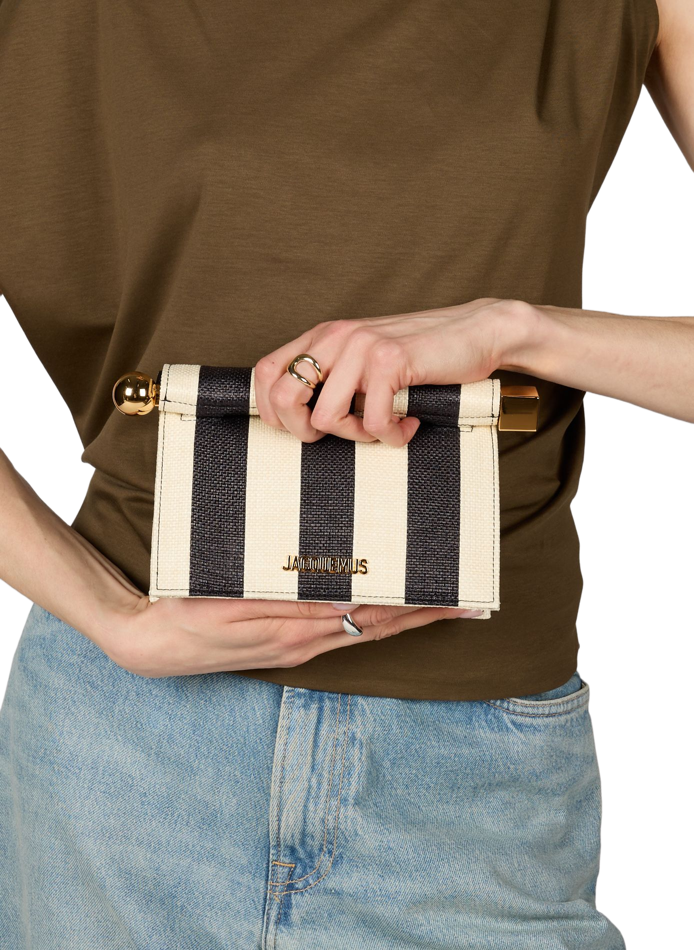 The Small Striped Square Cotton Pouch JACQUEMUS Multicolour